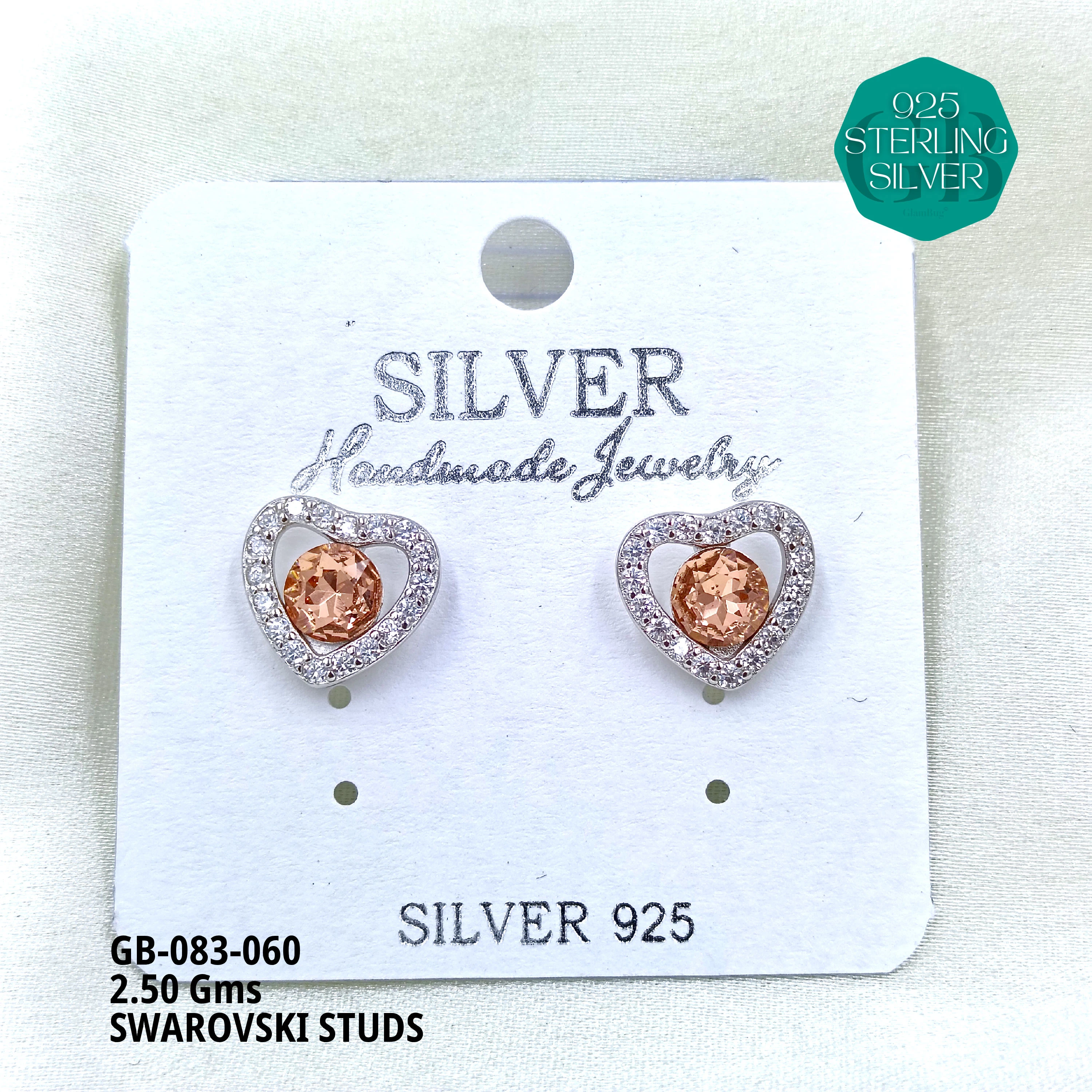 SWAROVSKI STUDS - Premium 925 Silver Jewellery - SKU: GB-083-060 - Hyderabad Silver Importers