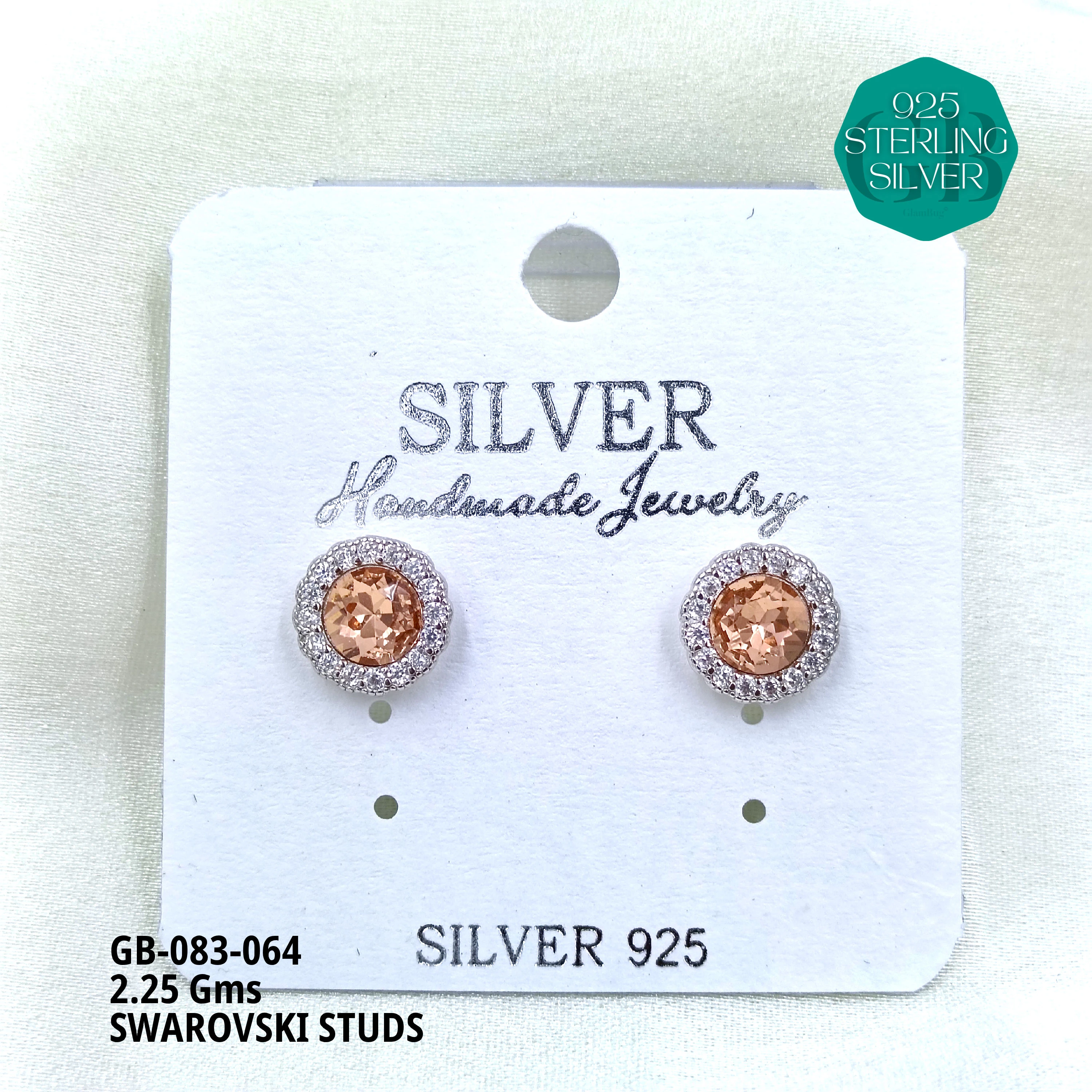 SWAROVSKI STUDS - Premium 925 Silver Jewellery - SKU: GB-083-064 - Hyderabad Silver Importers