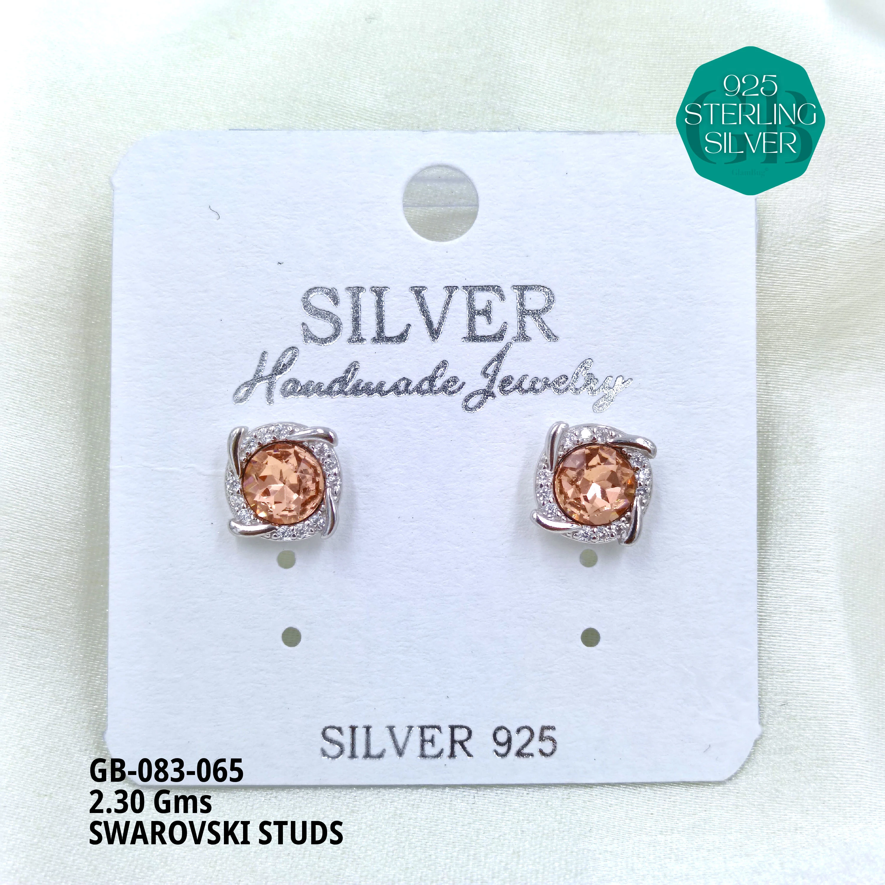 SWAROVSKI STUDS - Premium 925 Silver Jewellery - SKU: GB-083-065 - Hyderabad Silver Importers