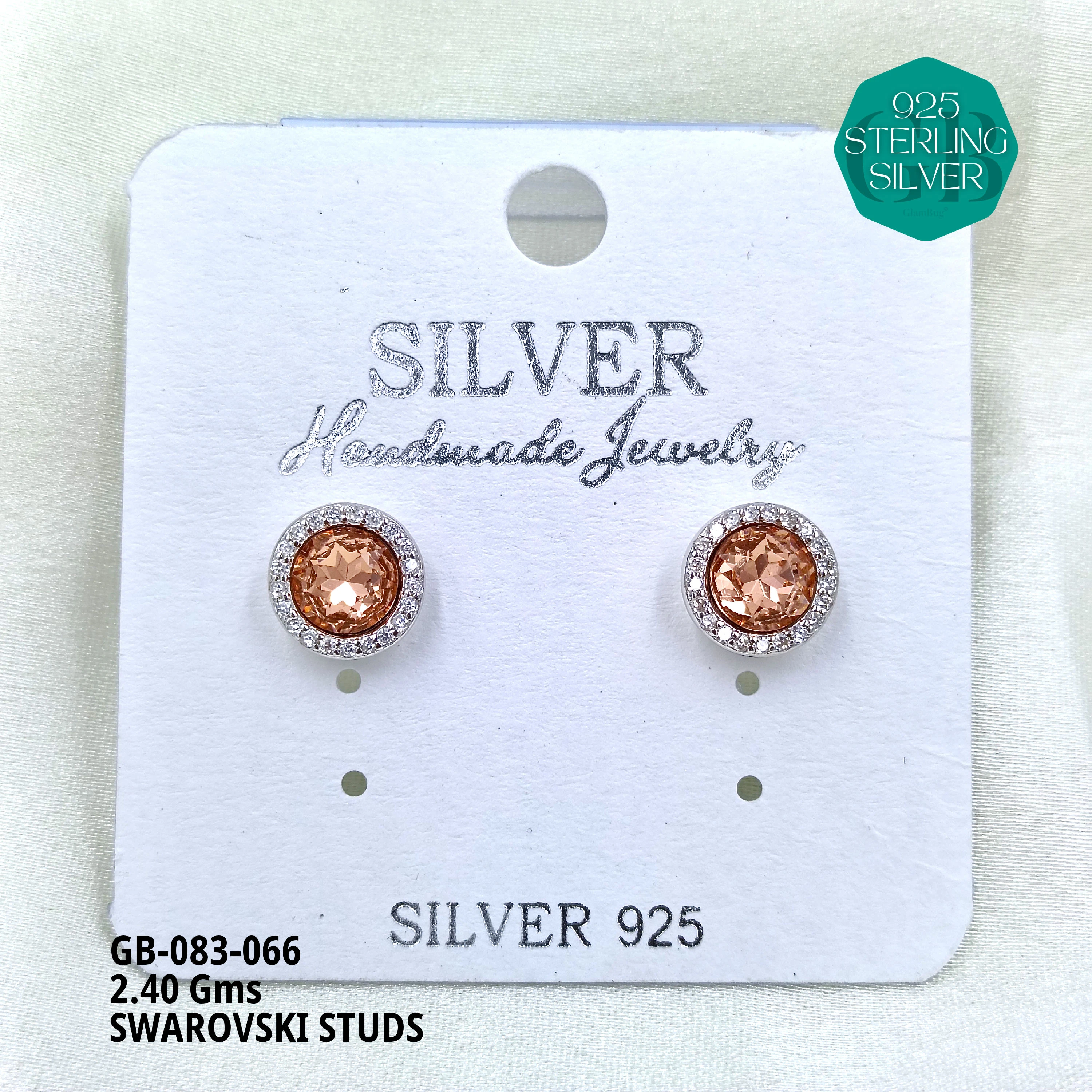 SWAROVSKI STUDS - Premium 925 Silver Jewellery - SKU: GB-083-066 - Hyderabad Silver Importers