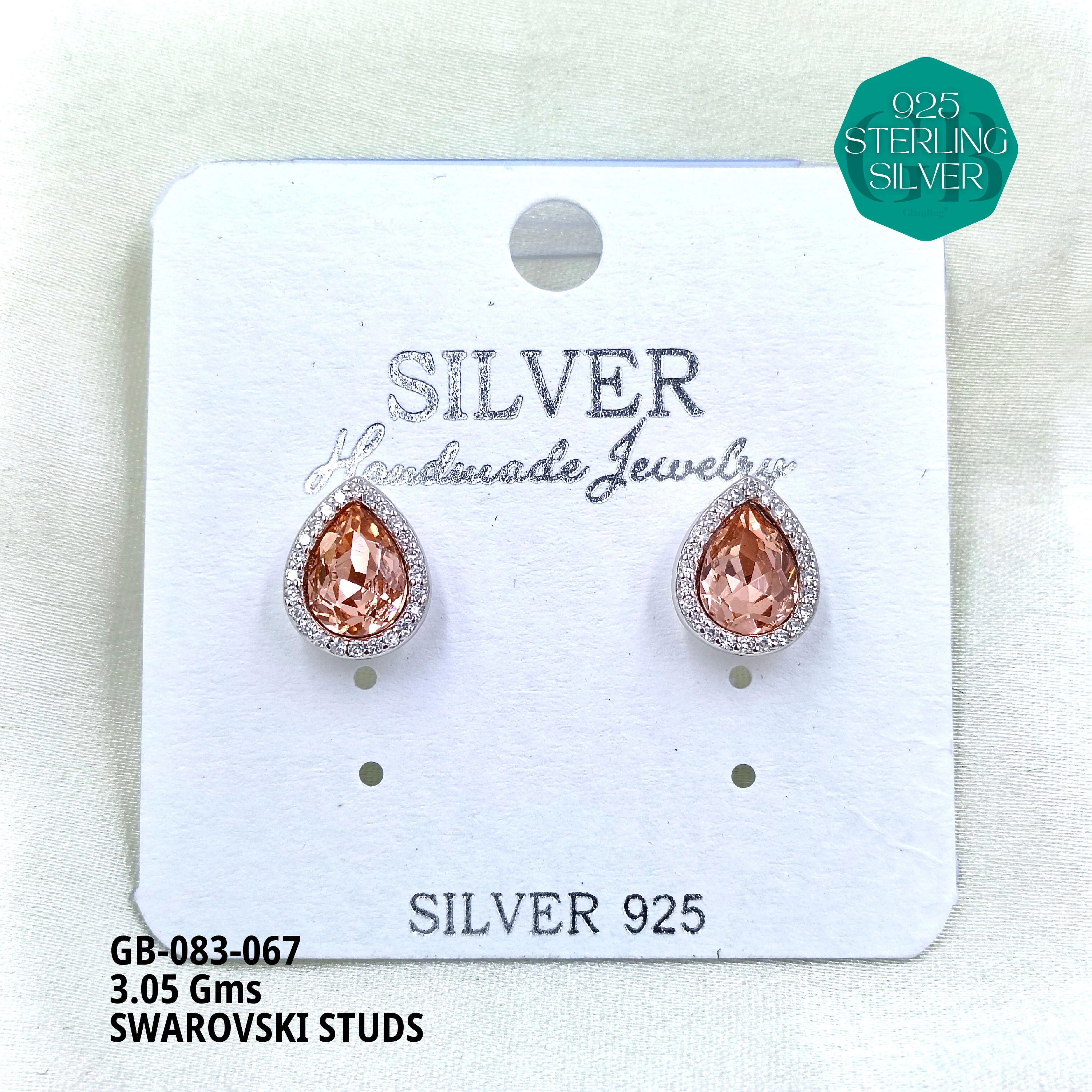 SWAROVSKI STUDS - Premium 925 Silver Jewellery - SKU: GB-083-067 - Hyderabad Silver Importers