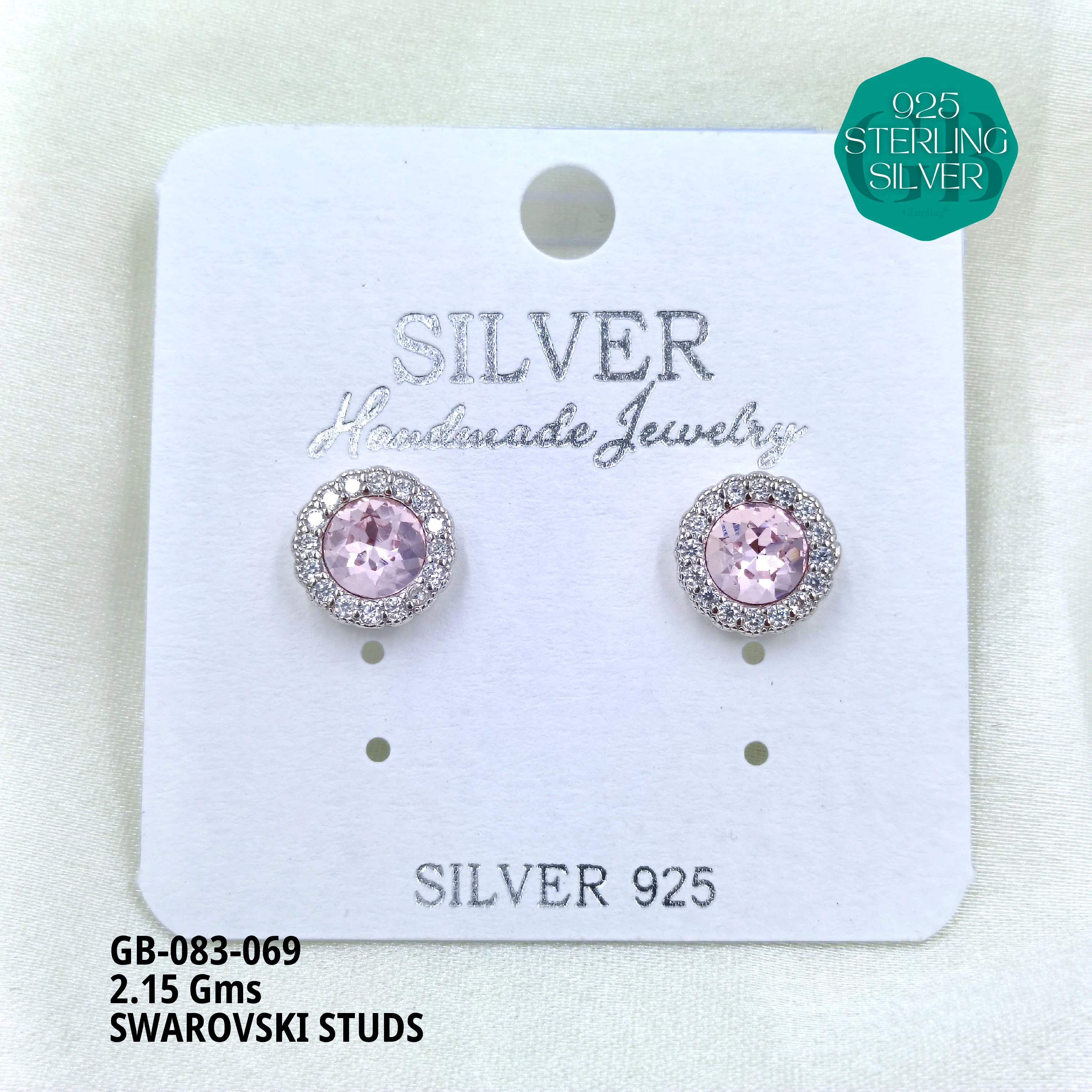 SWAROVSKI STUDS - Premium 925 Silver Jewellery - SKU: GB-083-069 - Hyderabad Silver Importers