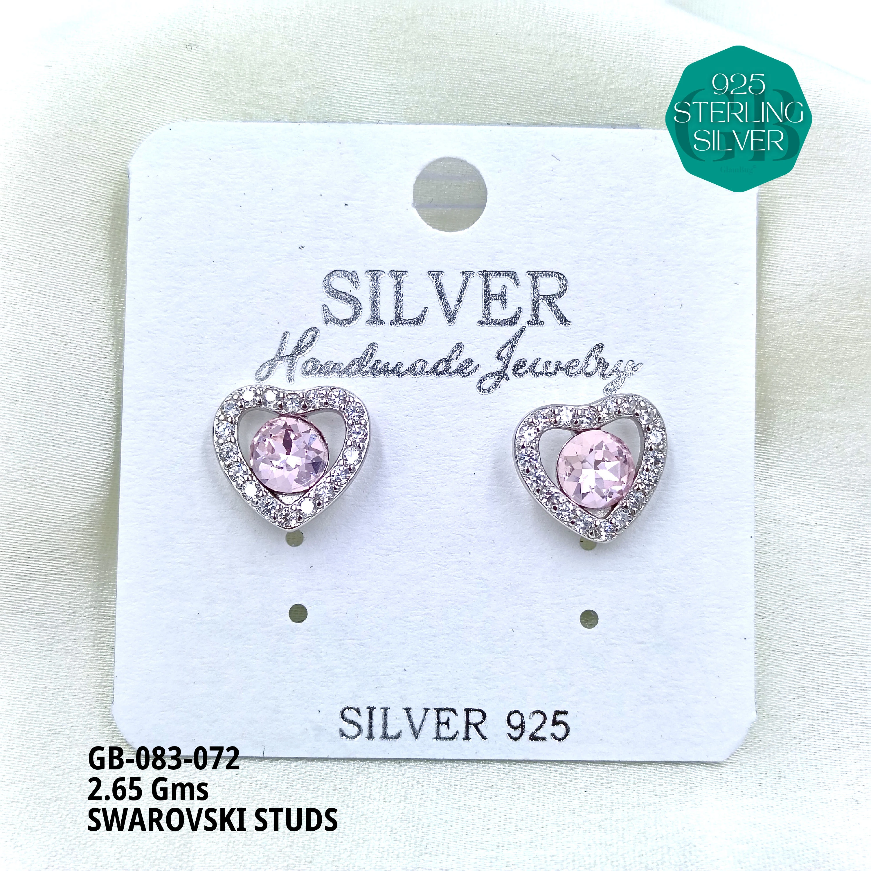 SWAROVSKI STUDS - Premium 925 Silver Jewellery - SKU: GB-083-072 - Hyderabad Silver Importers