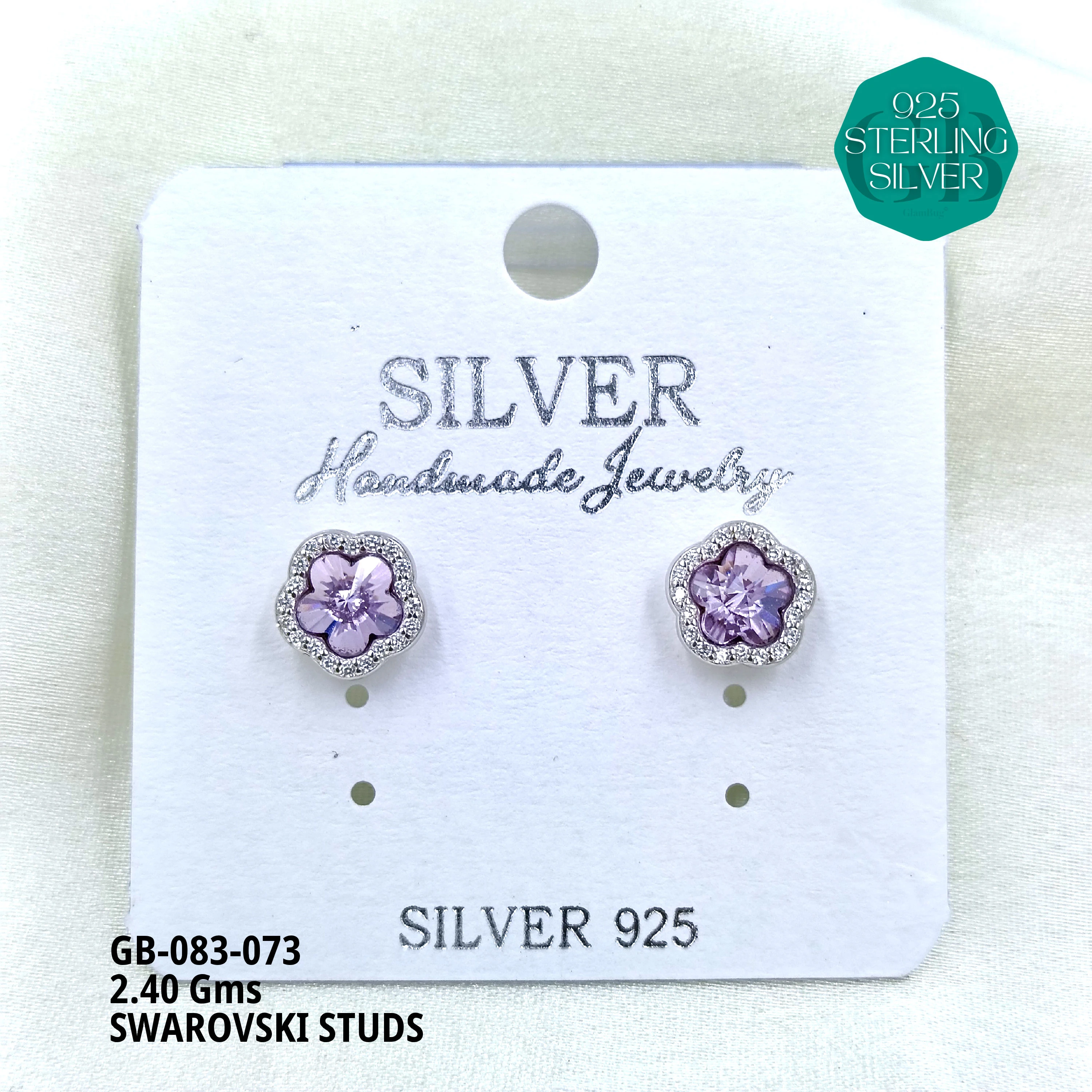 SWAROVSKI STUDS - Premium 925 Silver Jewellery - SKU: GB-083-073 - Hyderabad Silver Importers