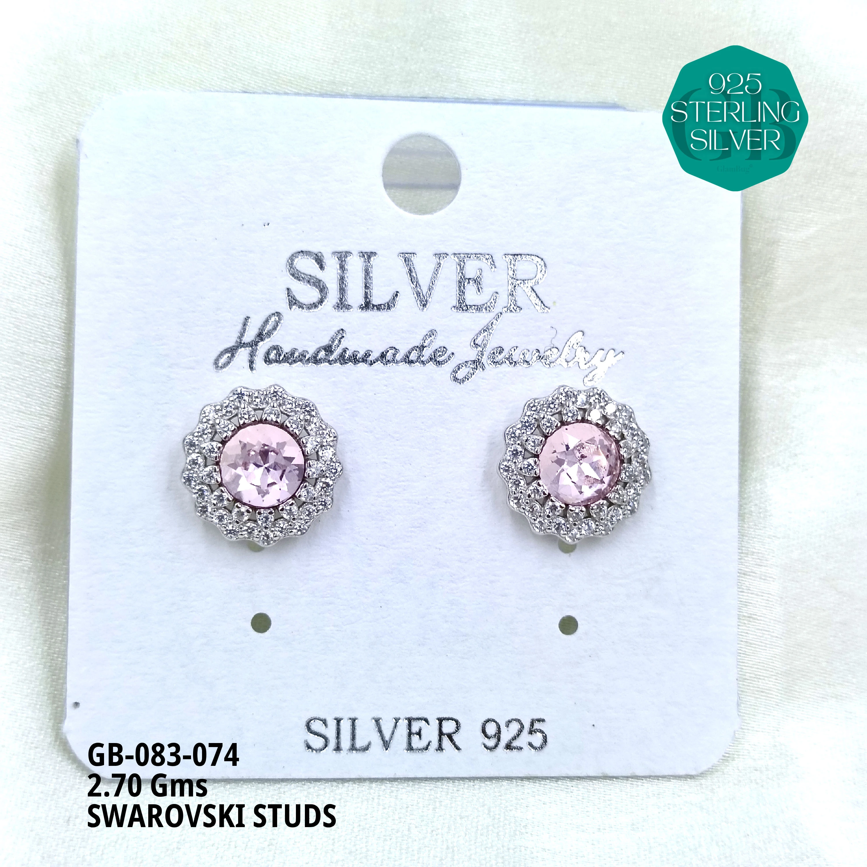 SWAROVSKI STUDS - Premium 925 Silver Jewellery - SKU: GB-083-074 - Hyderabad Silver Importers