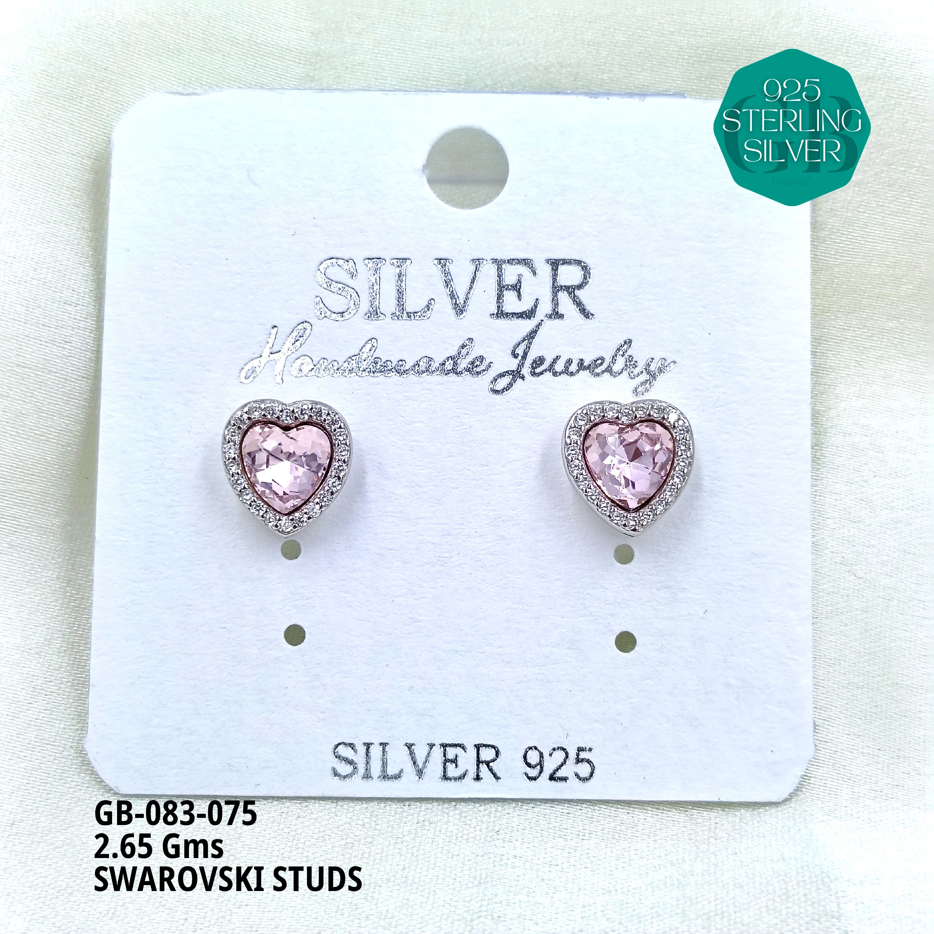 SWAROVSKI STUDS - Premium 925 Silver Jewellery - SKU: GB-083-075 - Hyderabad Silver Importers