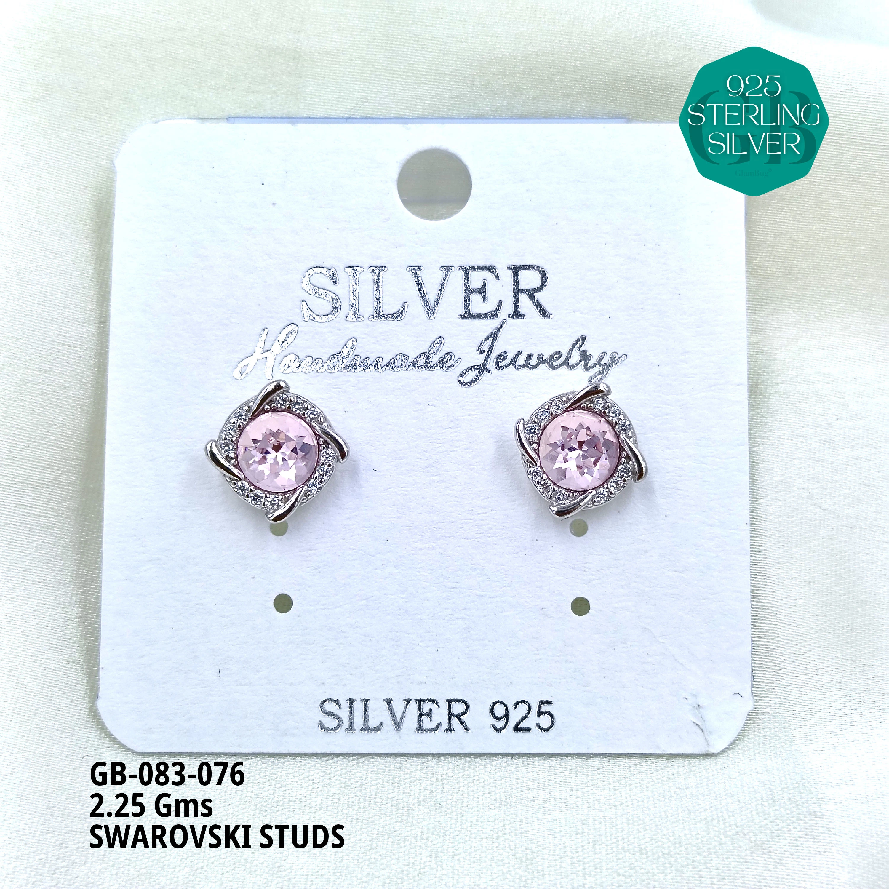 SWAROVSKI STUDS - Premium 925 Silver Jewellery - SKU: GB-083-076 - Hyderabad Silver Importers