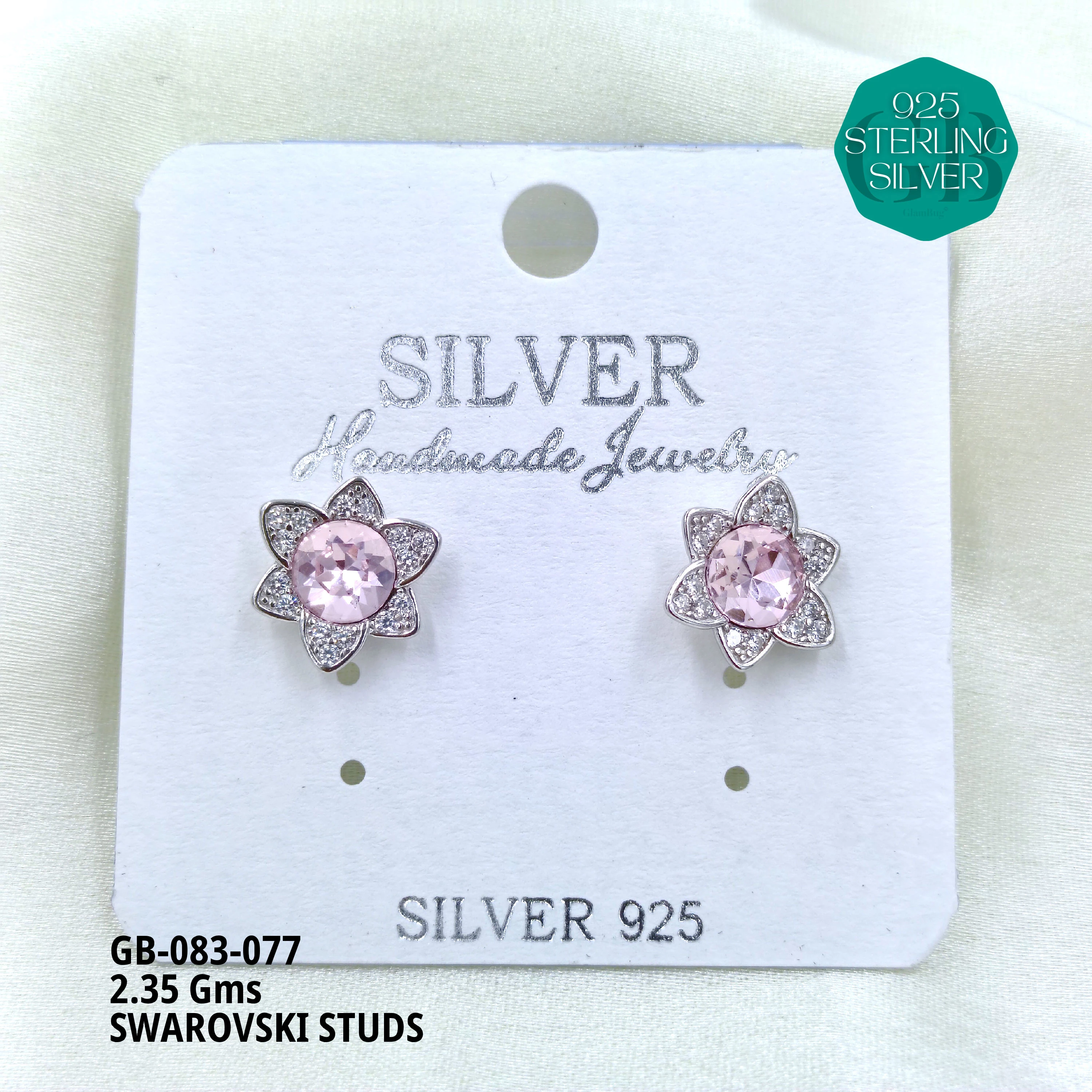 SWAROVSKI STUDS - Premium 925 Silver Jewellery - SKU: GB-083-077 - Hyderabad Silver Importers