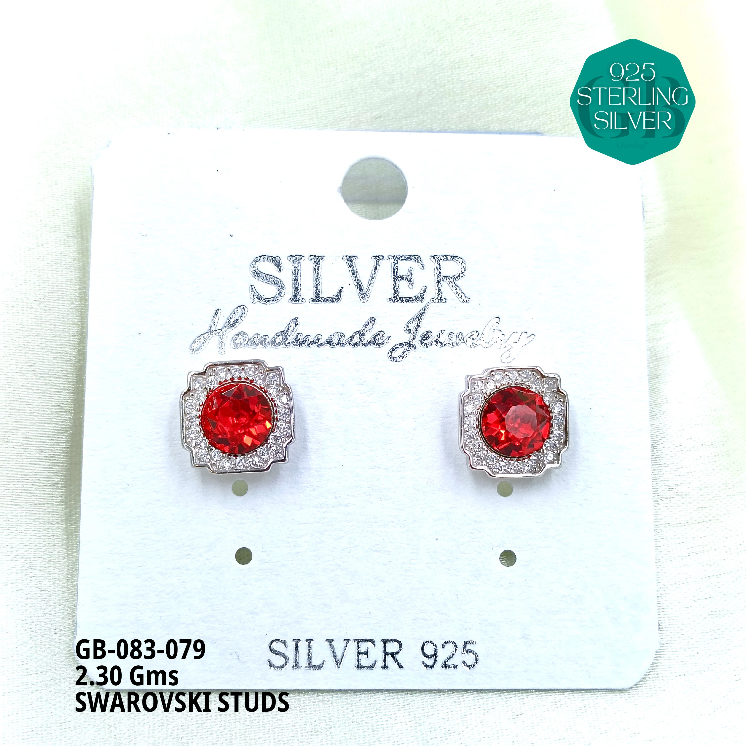 SWAROVSKI STUDS - Premium 925 Silver Jewellery - SKU: GB-083-079 - Hyderabad Silver Importers