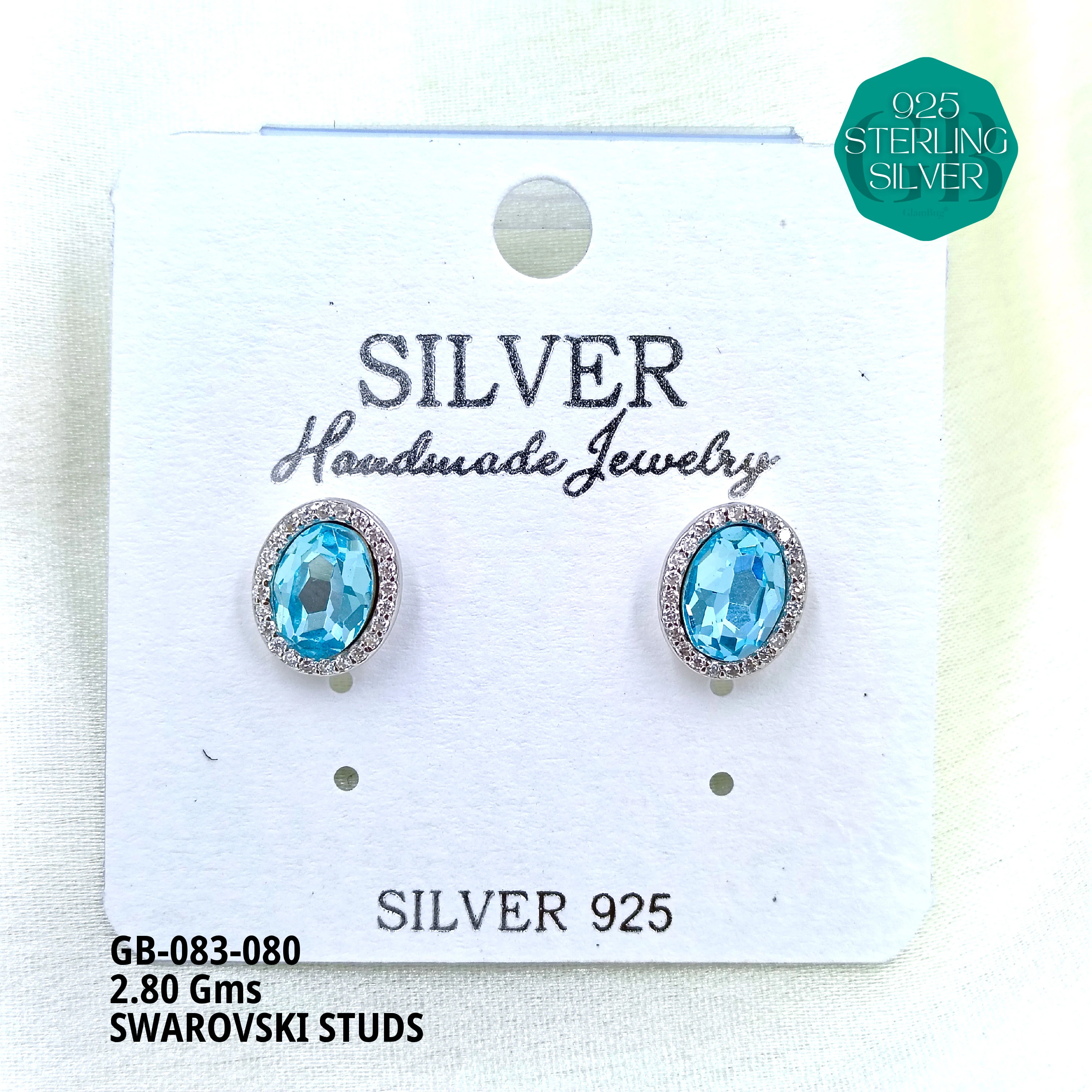 SWAROVSKI STUDS - Premium 925 Silver Jewellery - SKU: GB-083-080 - Hyderabad Silver Importers
