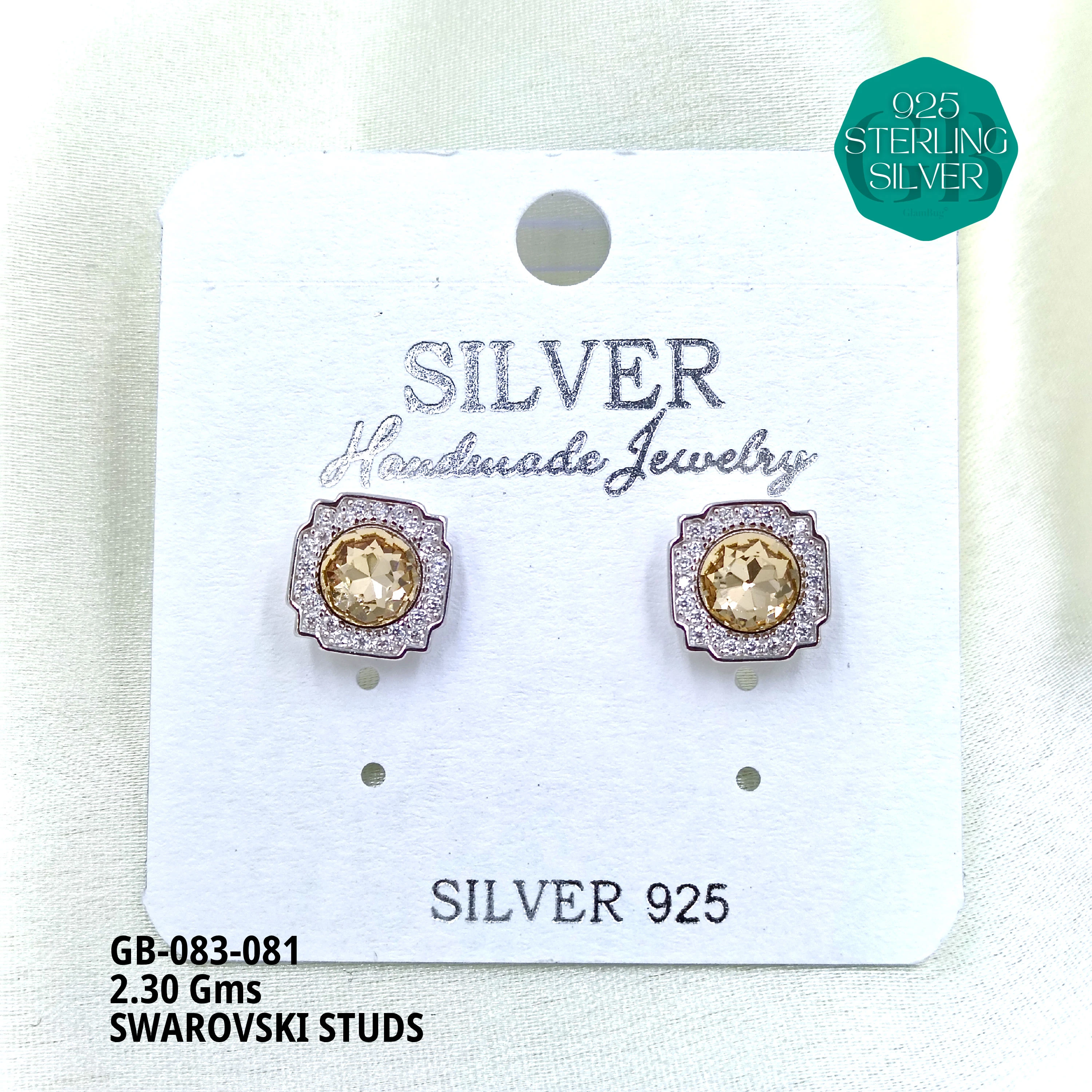 SWAROVSKI STUDS - Premium 925 Silver Jewellery - SKU: GB-083-081 - Hyderabad Silver Importers