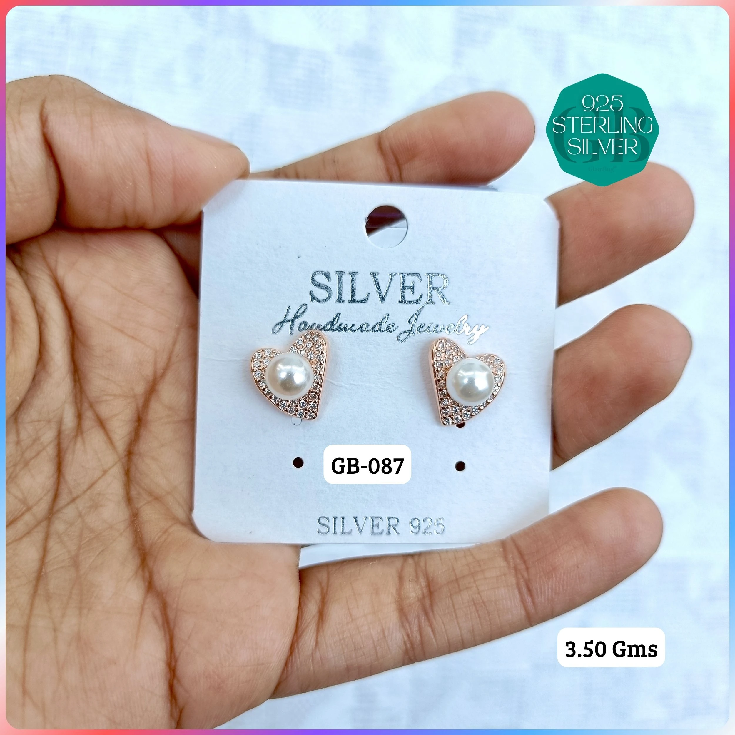 EXCLUSIVE CZ SOUTH SCREW TOPS - Premium 925 Silver Jewellery - SKU: GB-087-001 - Hyderabad Silver Importers