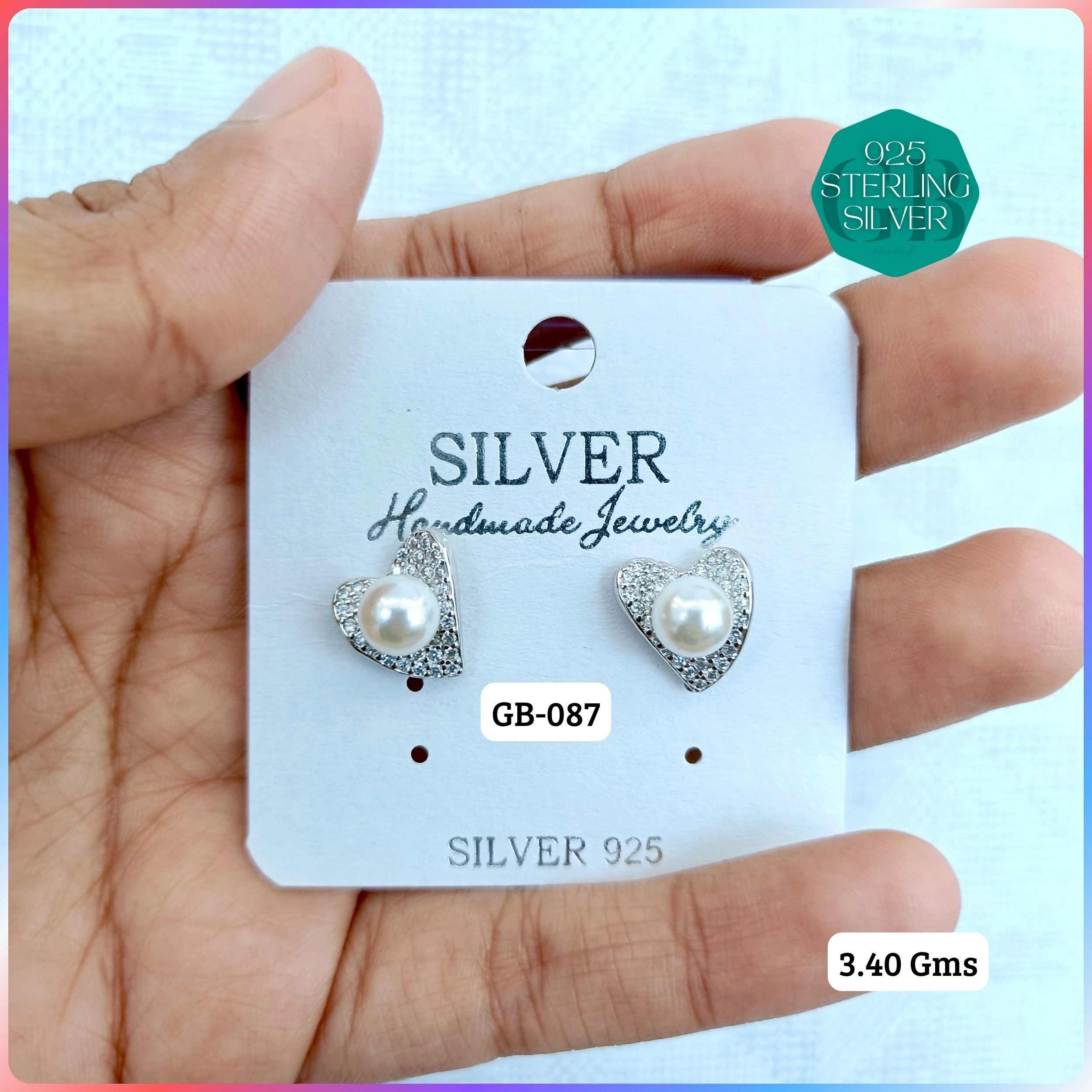 EXCLUSIVE CZ SOUTH SCREW TOPS - Premium 925 Silver Jewellery - SKU: GB-087-002 - Hyderabad Silver Importers