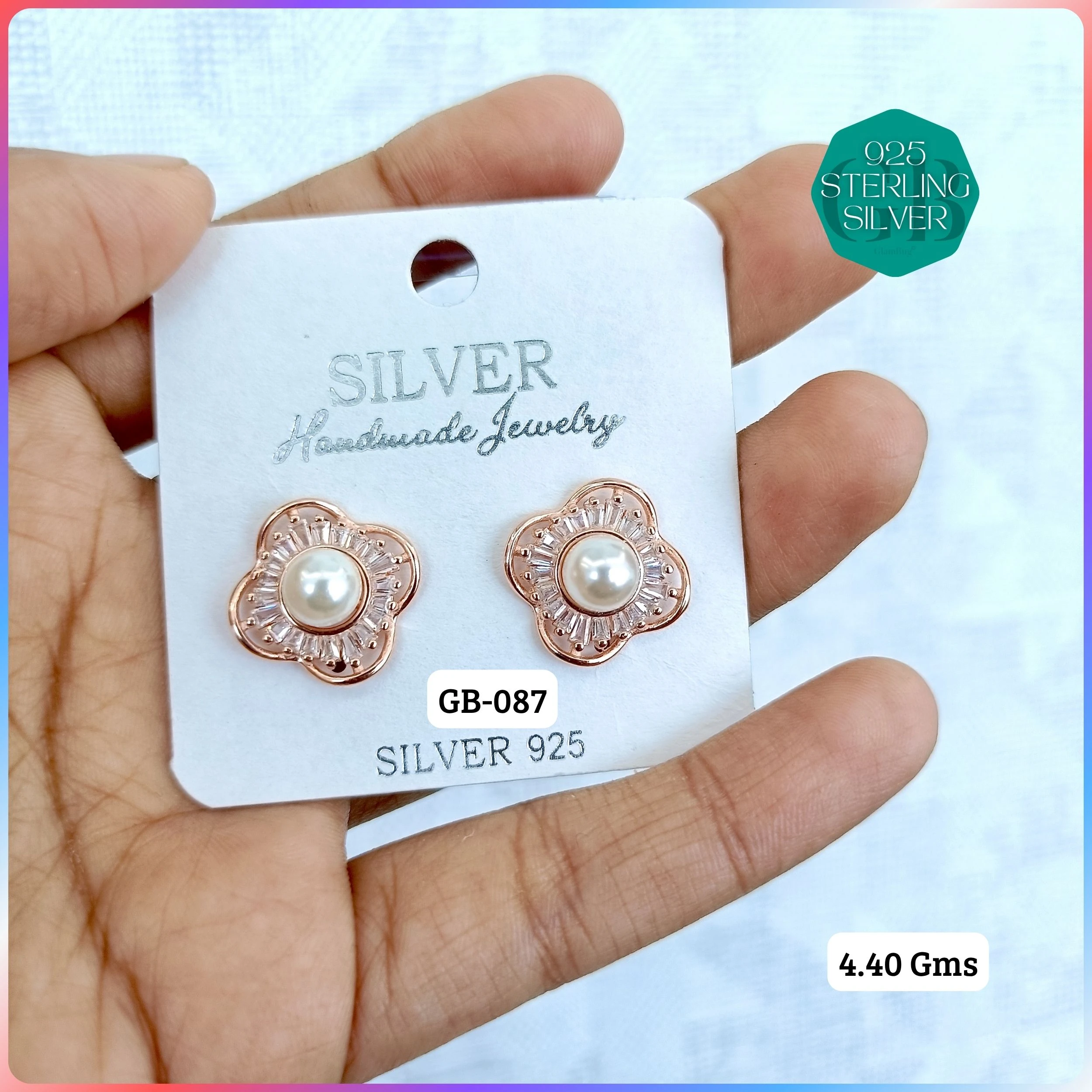 EXCLUSIVE CZ SOUTH SCREW TOPS - Premium 925 Silver Jewellery - SKU: GB-087-003 - Hyderabad Silver Importers