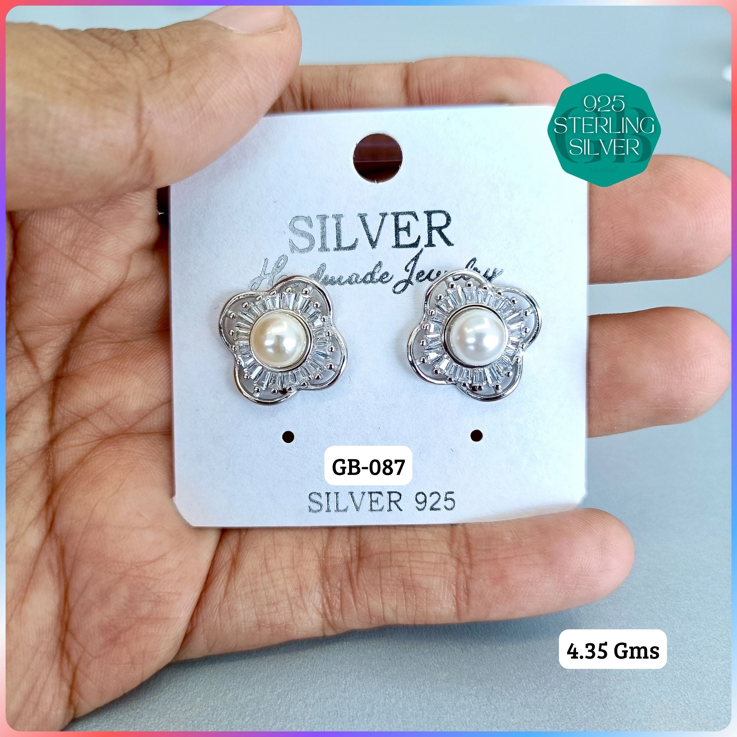 EXCLUSIVE CZ SOUTH SCREW TOPS - Premium 925 Silver Jewellery - SKU: GB-087-004 - Hyderabad Silver Importers