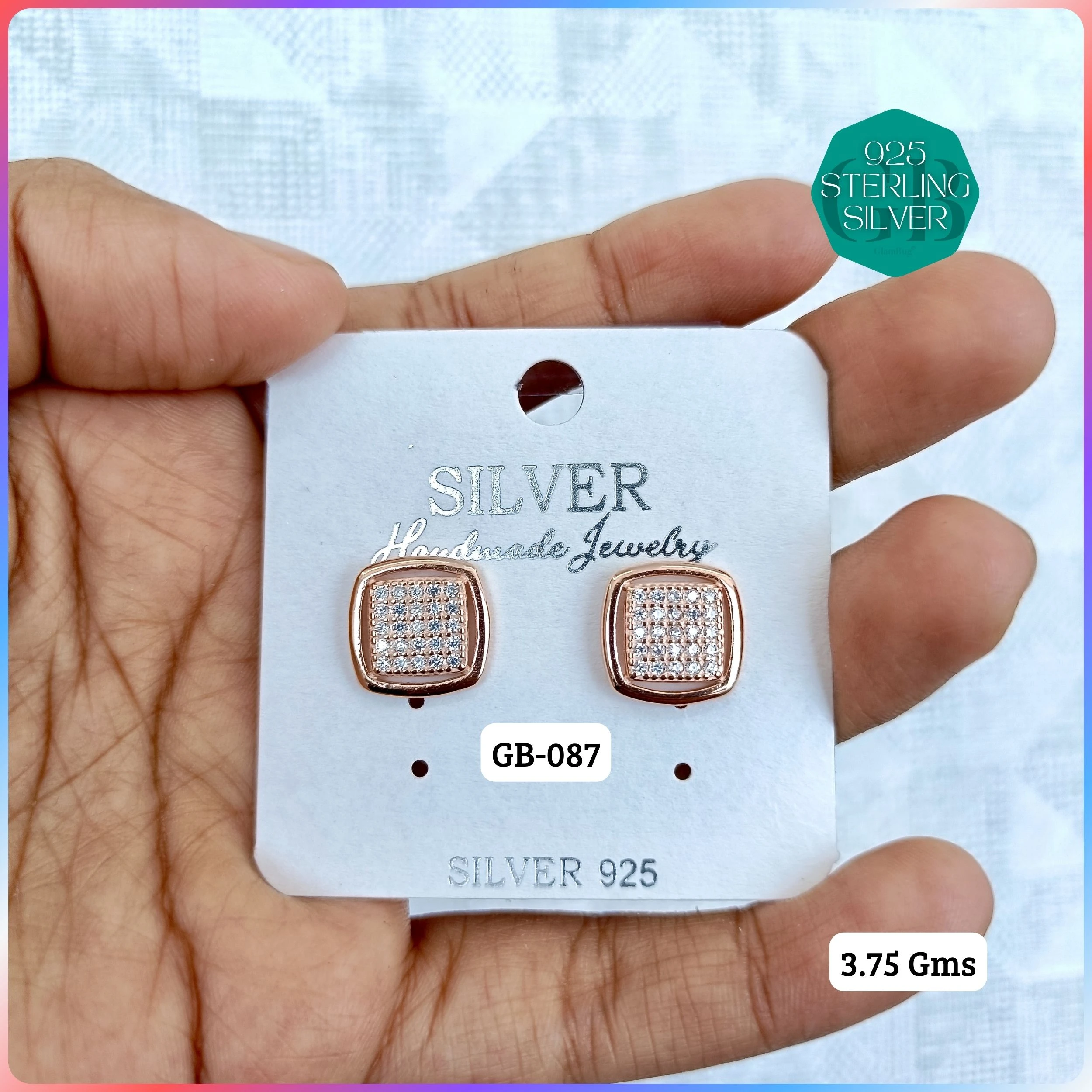 EXCLUSIVE CZ SOUTH SCREW TOPS - Premium 925 Silver Jewellery - SKU: GB-087-011 - Hyderabad Silver Importers