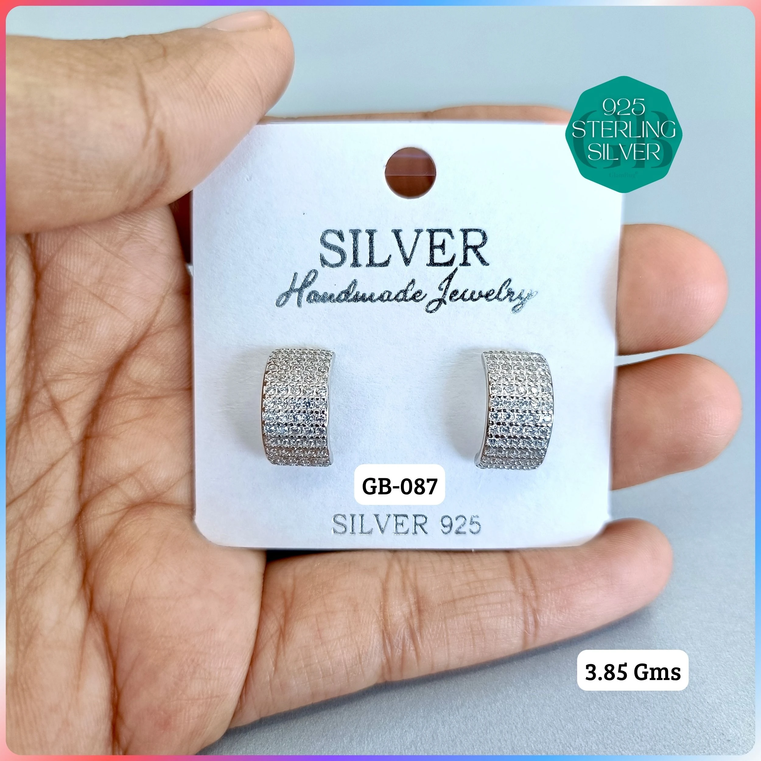 EXCLUSIVE CZ SOUTH SCREW TOPS - Premium 925 Silver Jewellery - SKU: GB-087-014 - Hyderabad Silver Importers