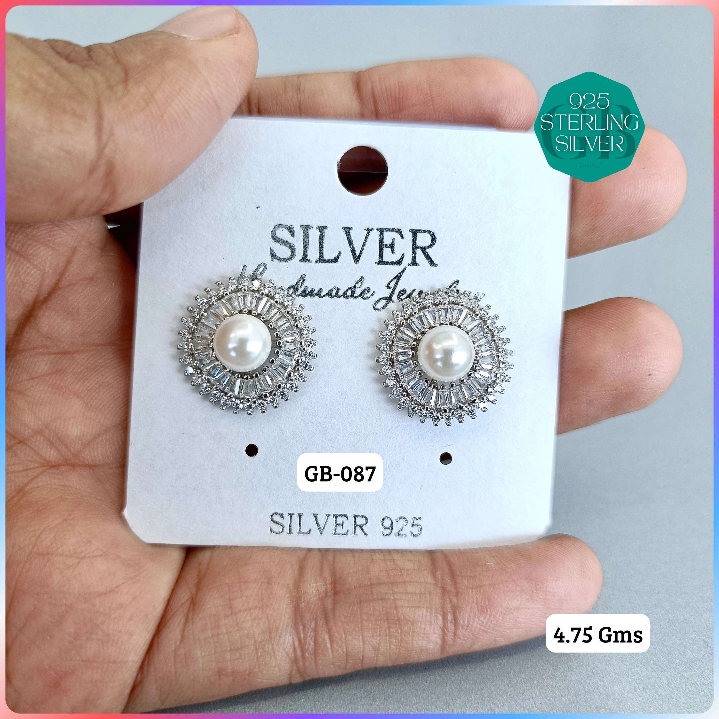 EXCLUSIVE CZ SOUTH SCREW TOPS - Premium 925 Silver Jewellery - SKU: GB-087-016 - Hyderabad Silver Importers