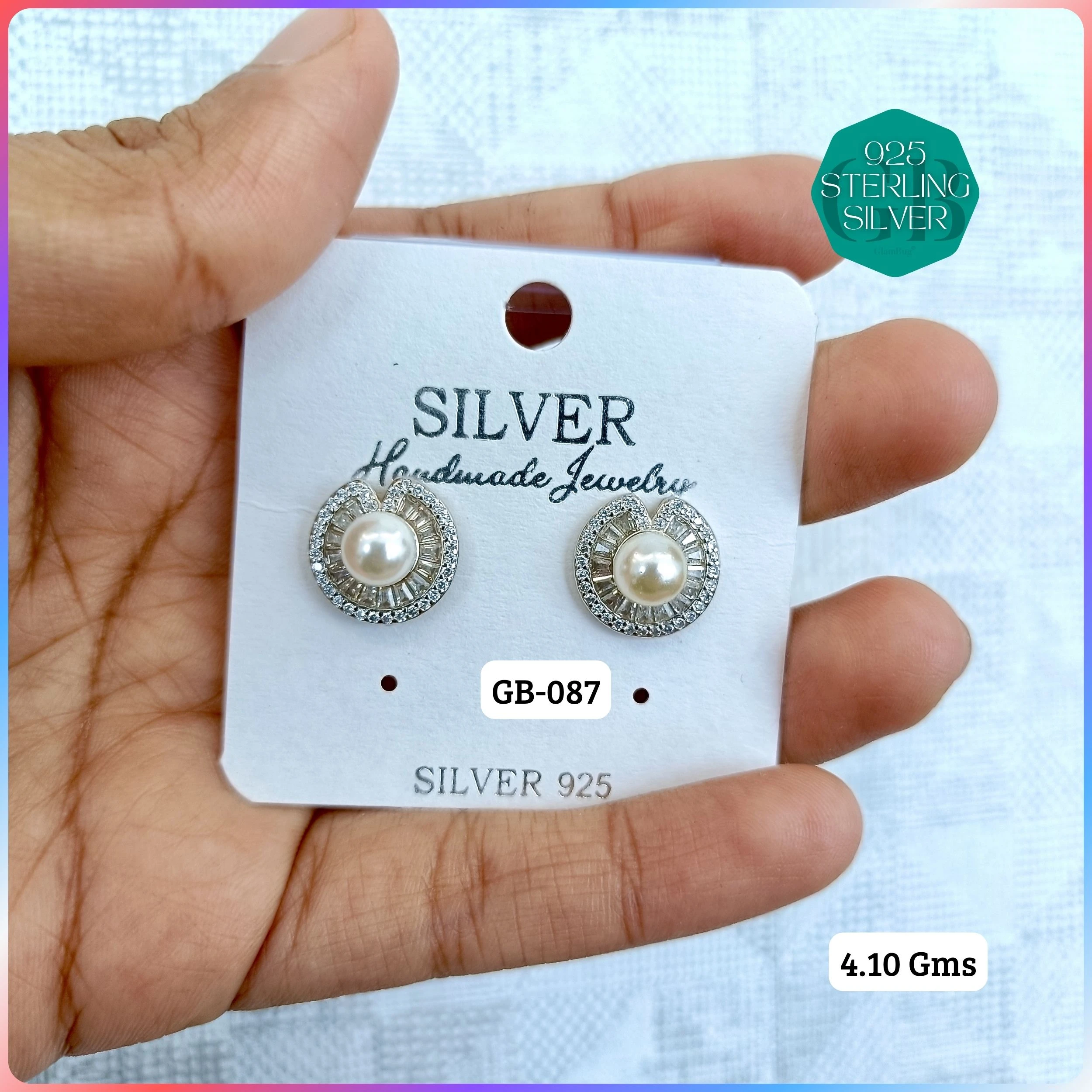 EXCLUSIVE CZ SOUTH SCREW TOPS - Premium 925 Silver Jewellery - SKU: GB-087-017 - Hyderabad Silver Importers