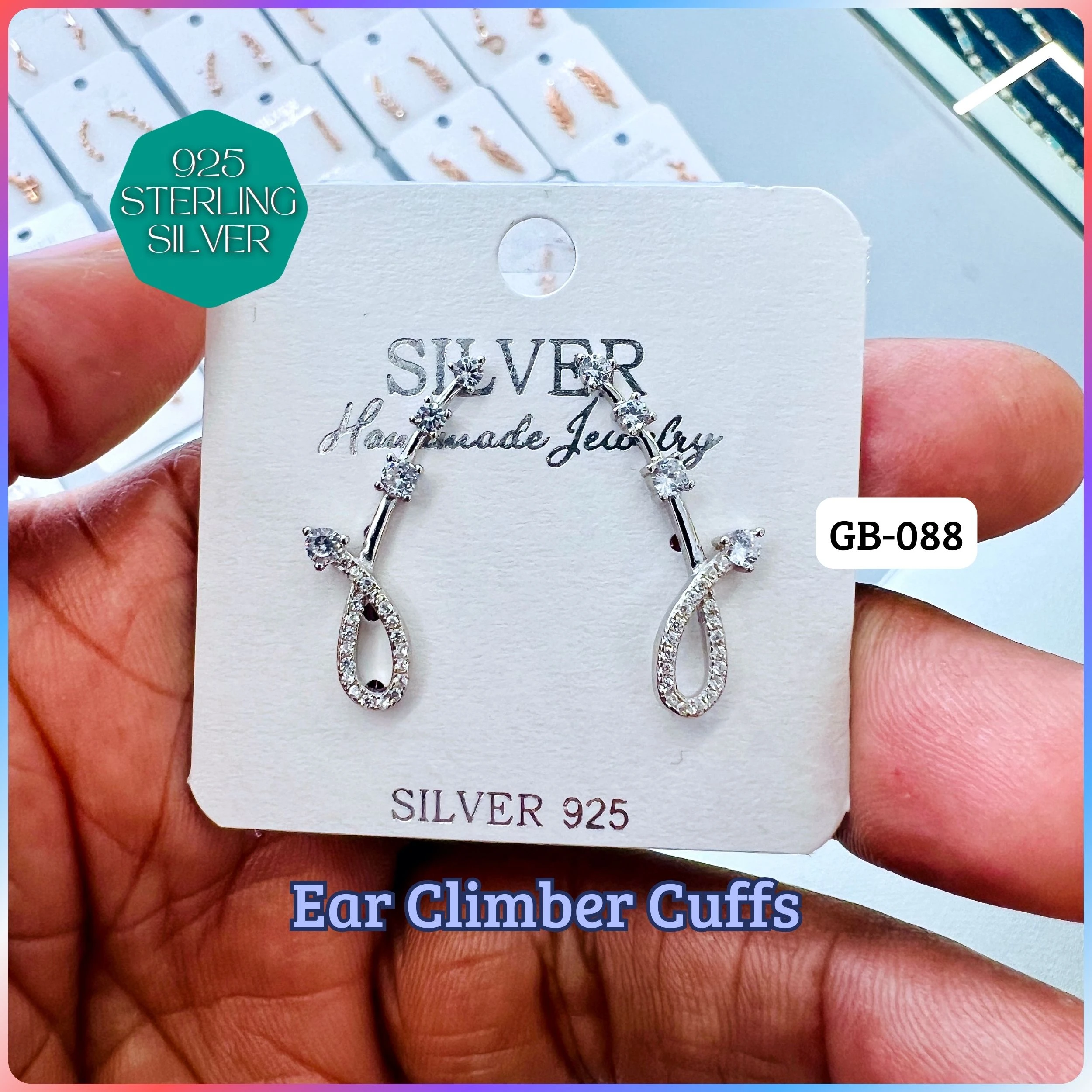Ear Climber Cuffs - Premium 925 Silver Jewellery - SKU: GB-088-004 - Hyderabad Silver Importers