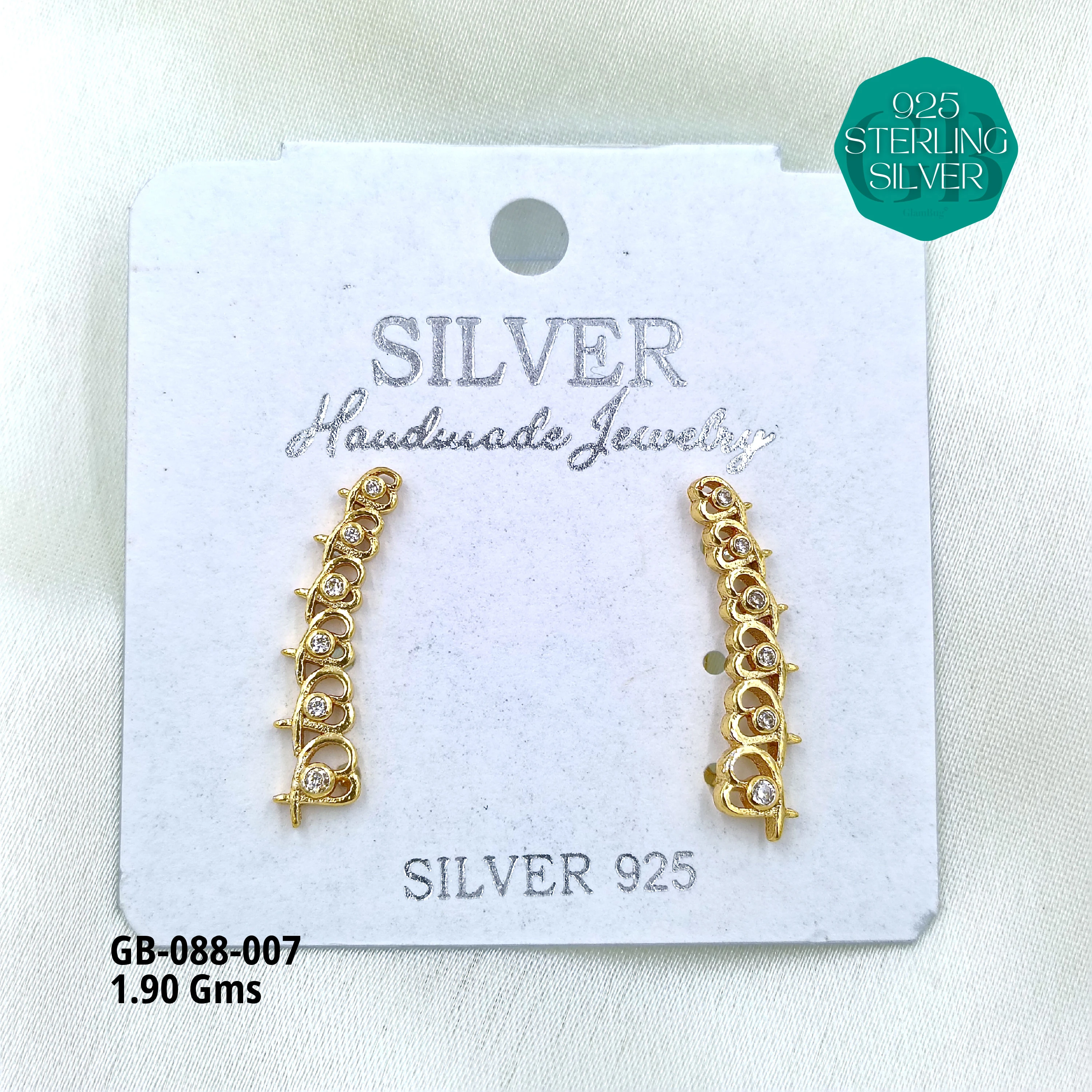 Ear Climber Cuffs - Premium 925 Silver Jewellery - SKU: GB-088-007 - Hyderabad Silver Importers