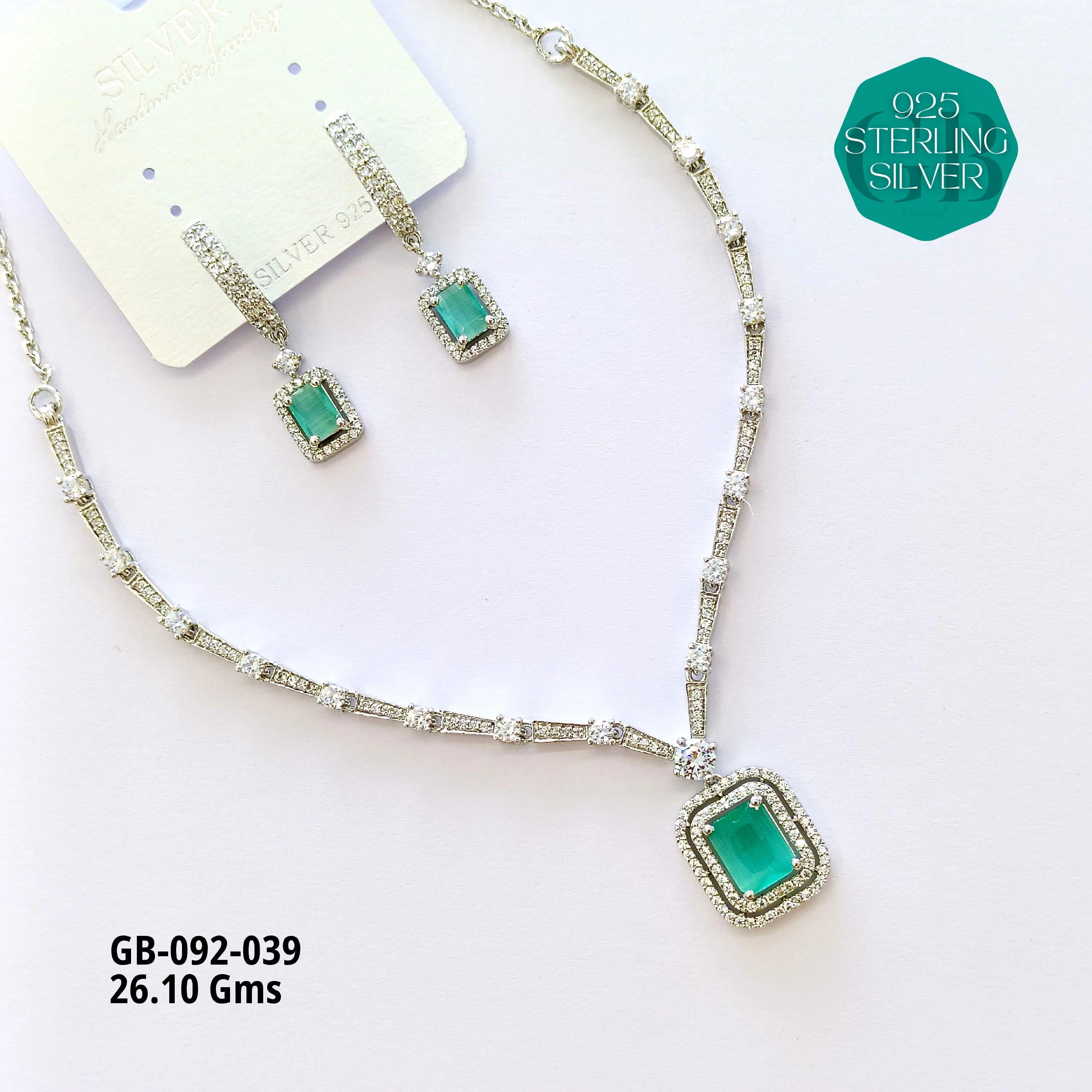 CZ NECKLACES - Premium 925 Silver Jewellery - SKU: GB-092-039 - Hyderabad Silver Importers