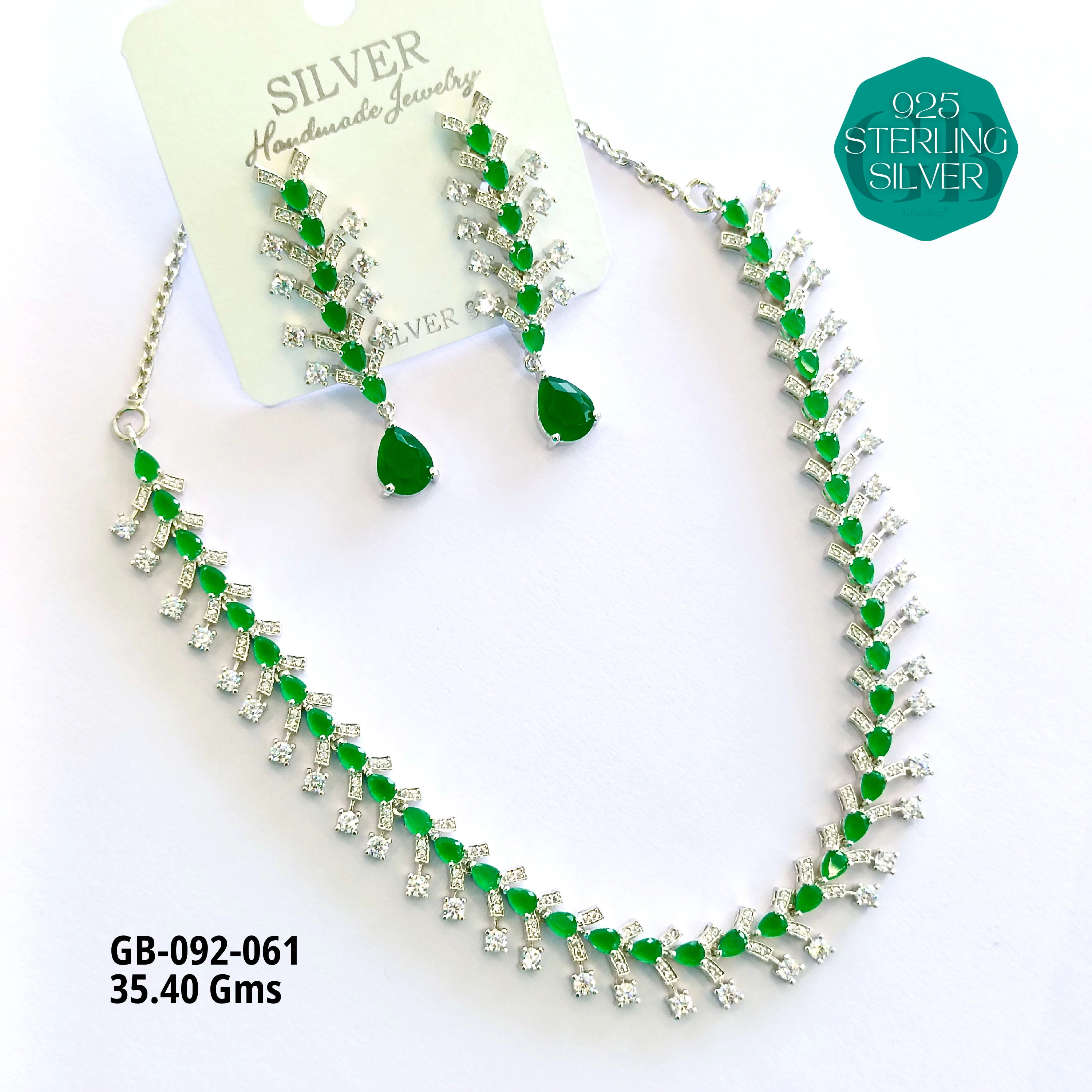 CZ NECKLACES - Premium 925 Silver Jewellery - SKU: GB-092-061 - Hyderabad Silver Importers