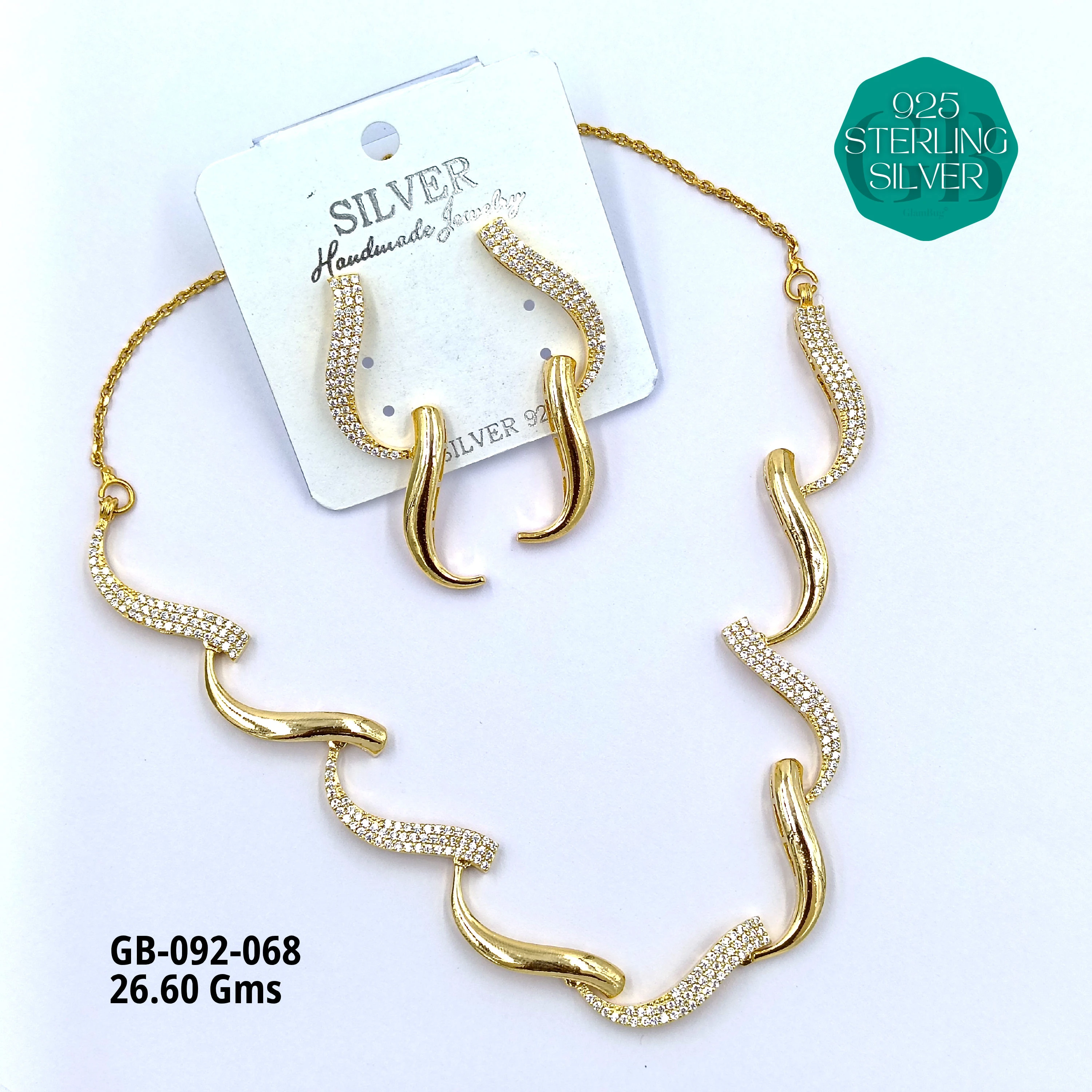 CZ NECKLACES - Premium 925 Silver Jewellery - SKU: GB-092-068 - Hyderabad Silver Importers