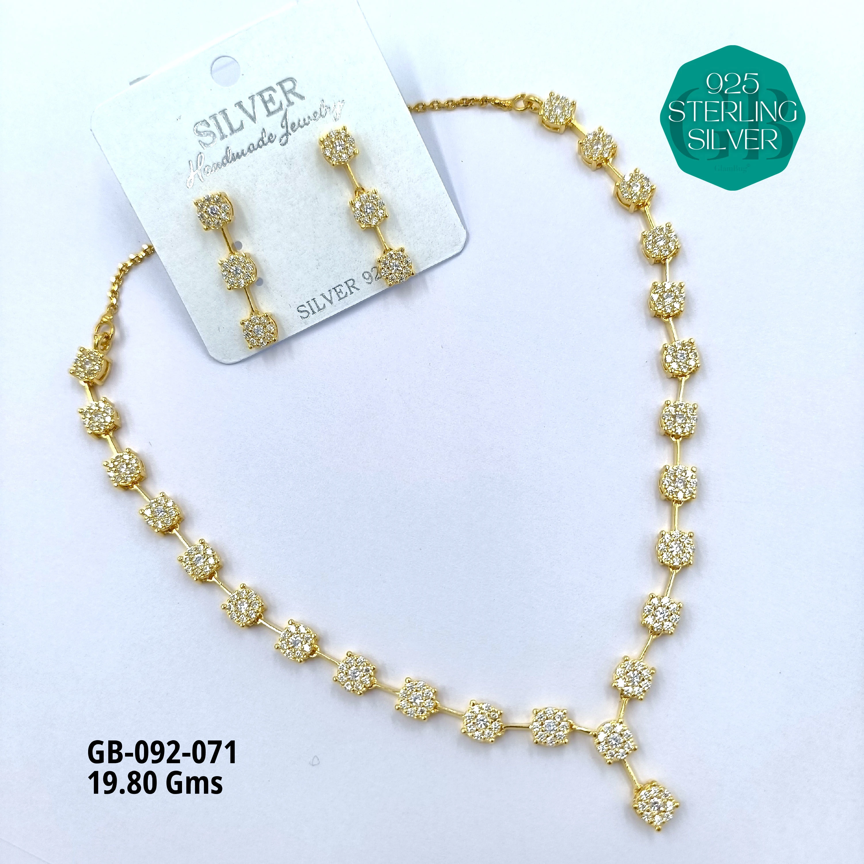 CZ NECKLACES - Premium 925 Silver Jewellery - SKU: GB-092-071 - Hyderabad Silver Importers