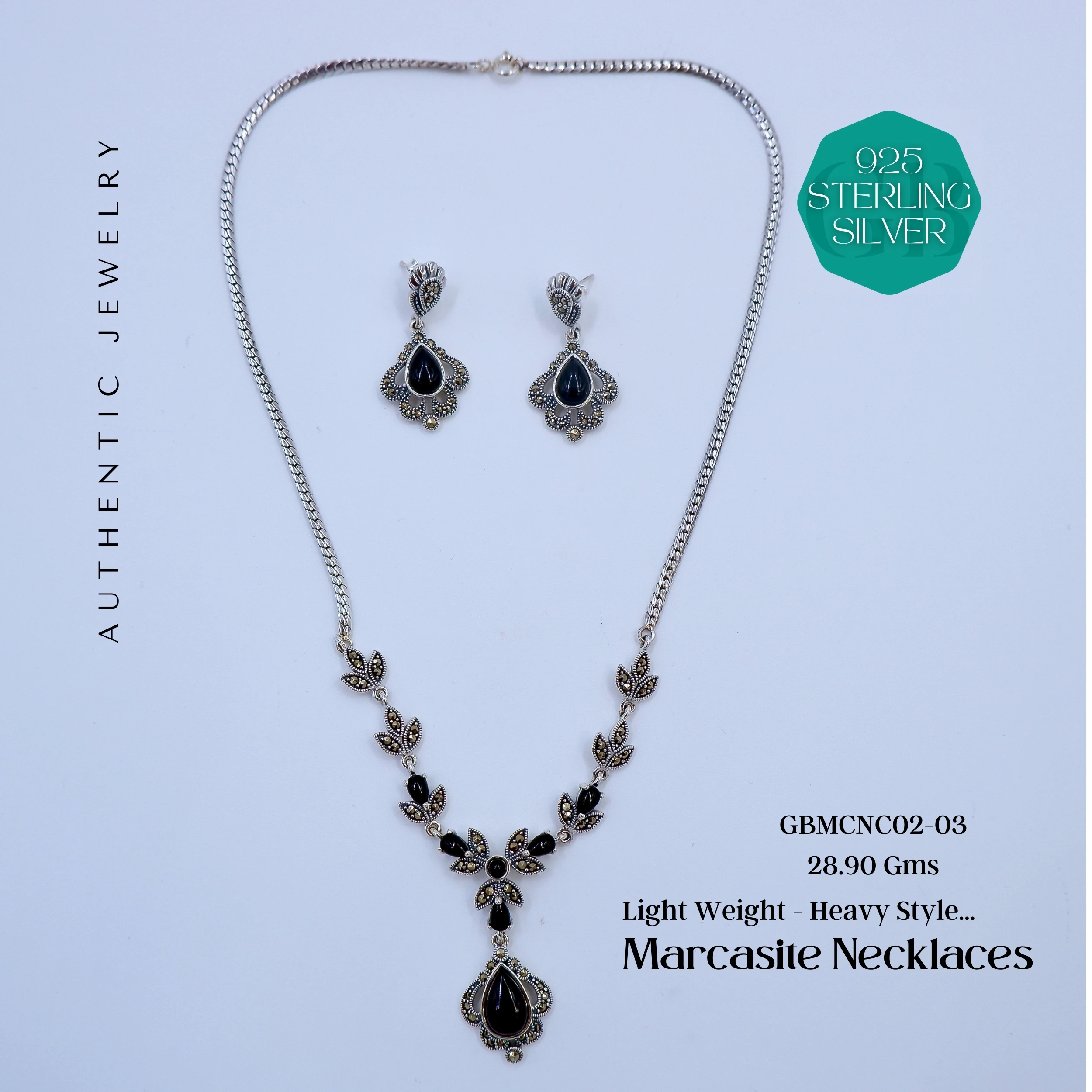 PYRITE NECKLACES - Premium 925 Silver Jewellery - SKU: GB-093-023 - Hyderabad Silver Importers