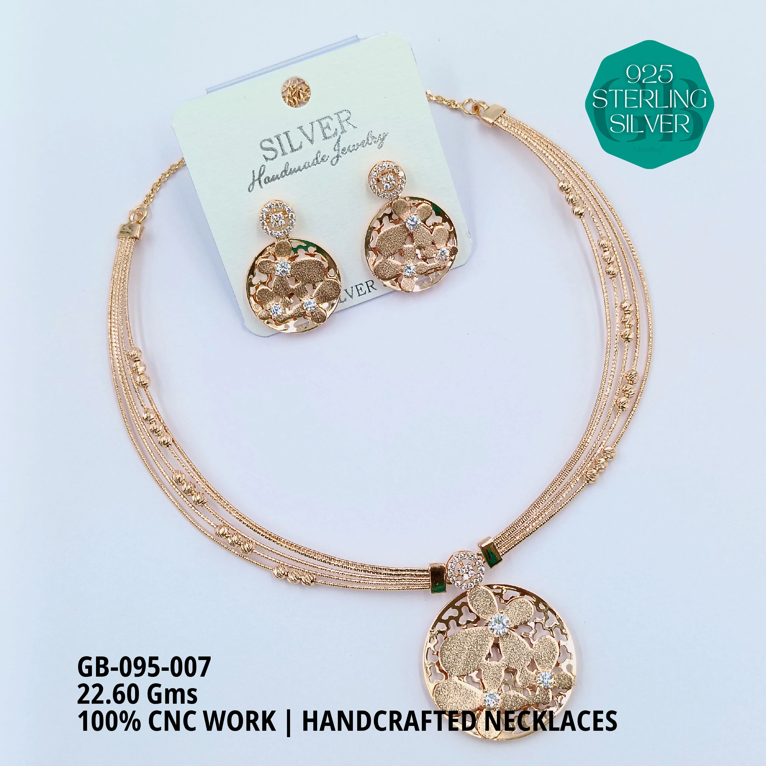 NECKLACES CNC - Premium 925 Silver Jewellery - SKU: GB-095-007 - Hyderabad Silver Importers