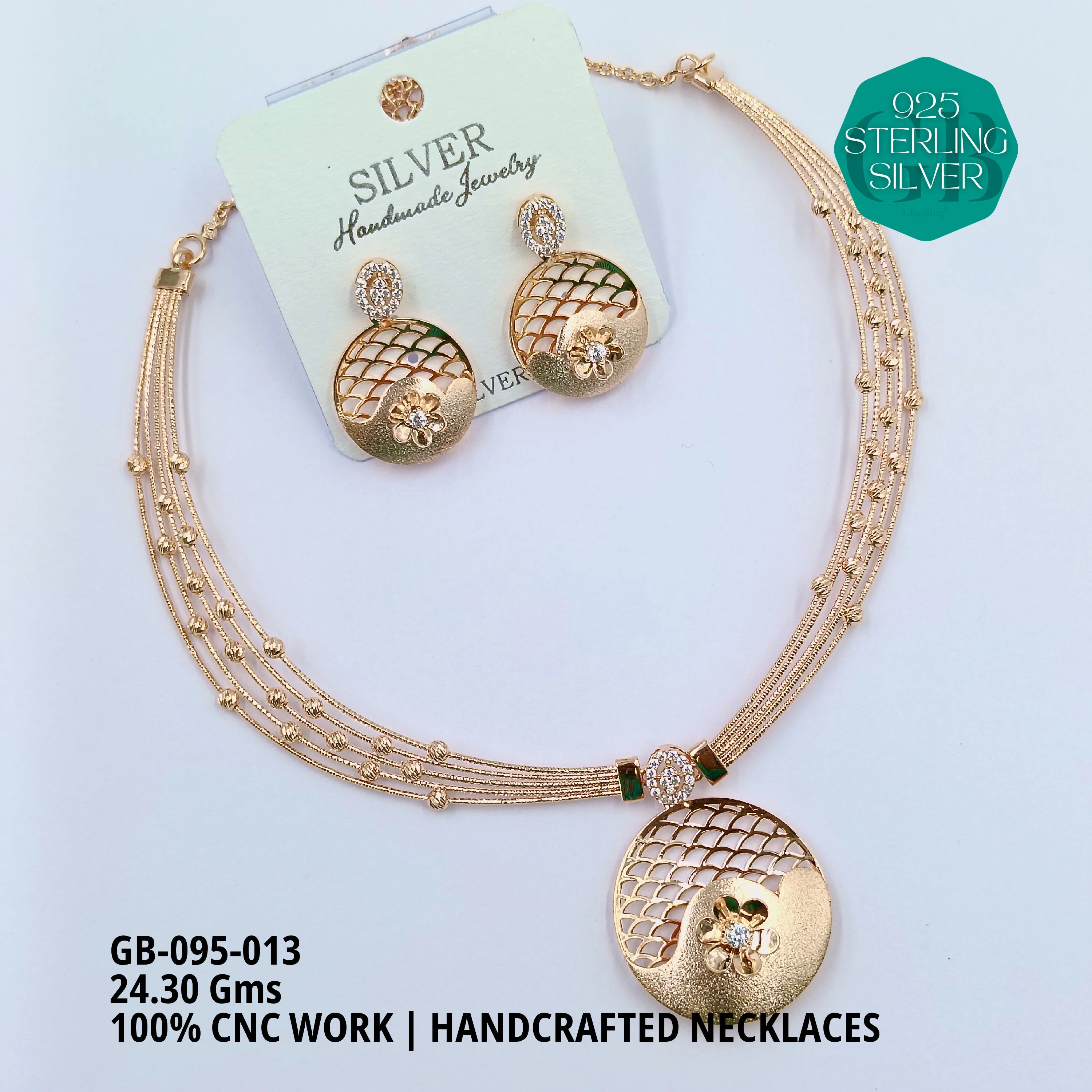 NECKLACES CNC - Premium 925 Silver Jewellery - SKU: GB-095-013 - Hyderabad Silver Importers