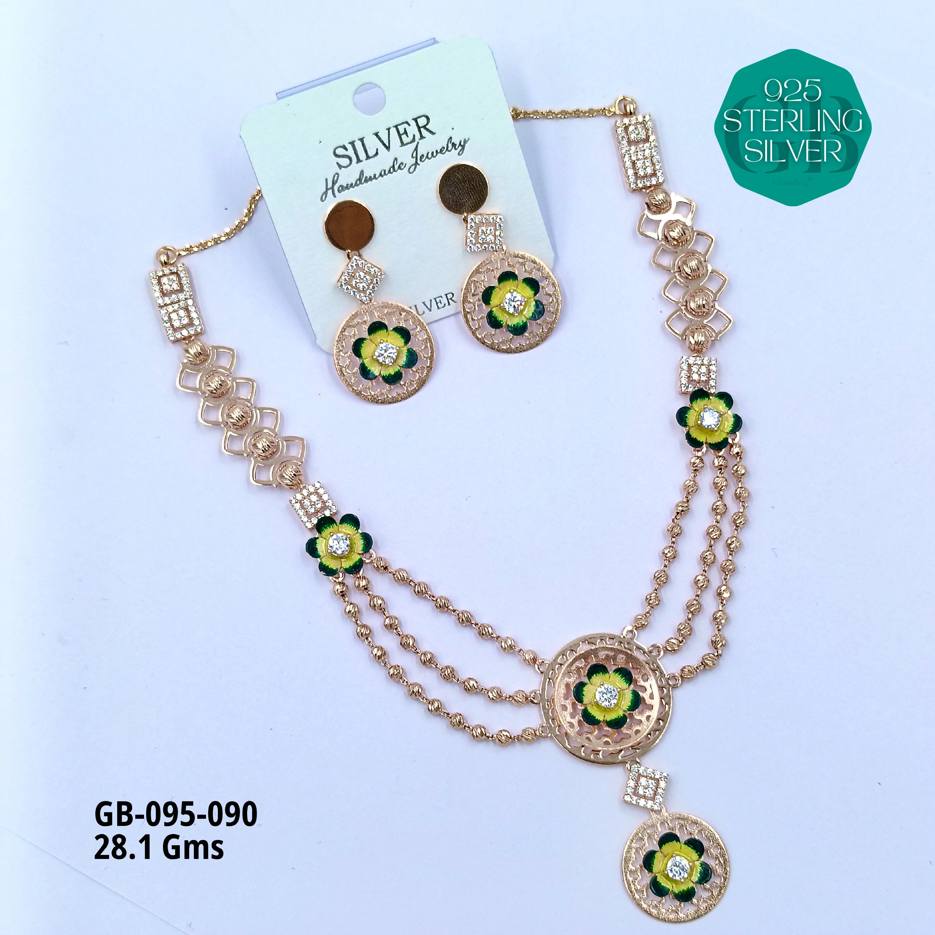 NECKLACES CNC - Premium 925 Silver Jewellery - SKU: GB-095-090 - Hyderabad Silver Importers