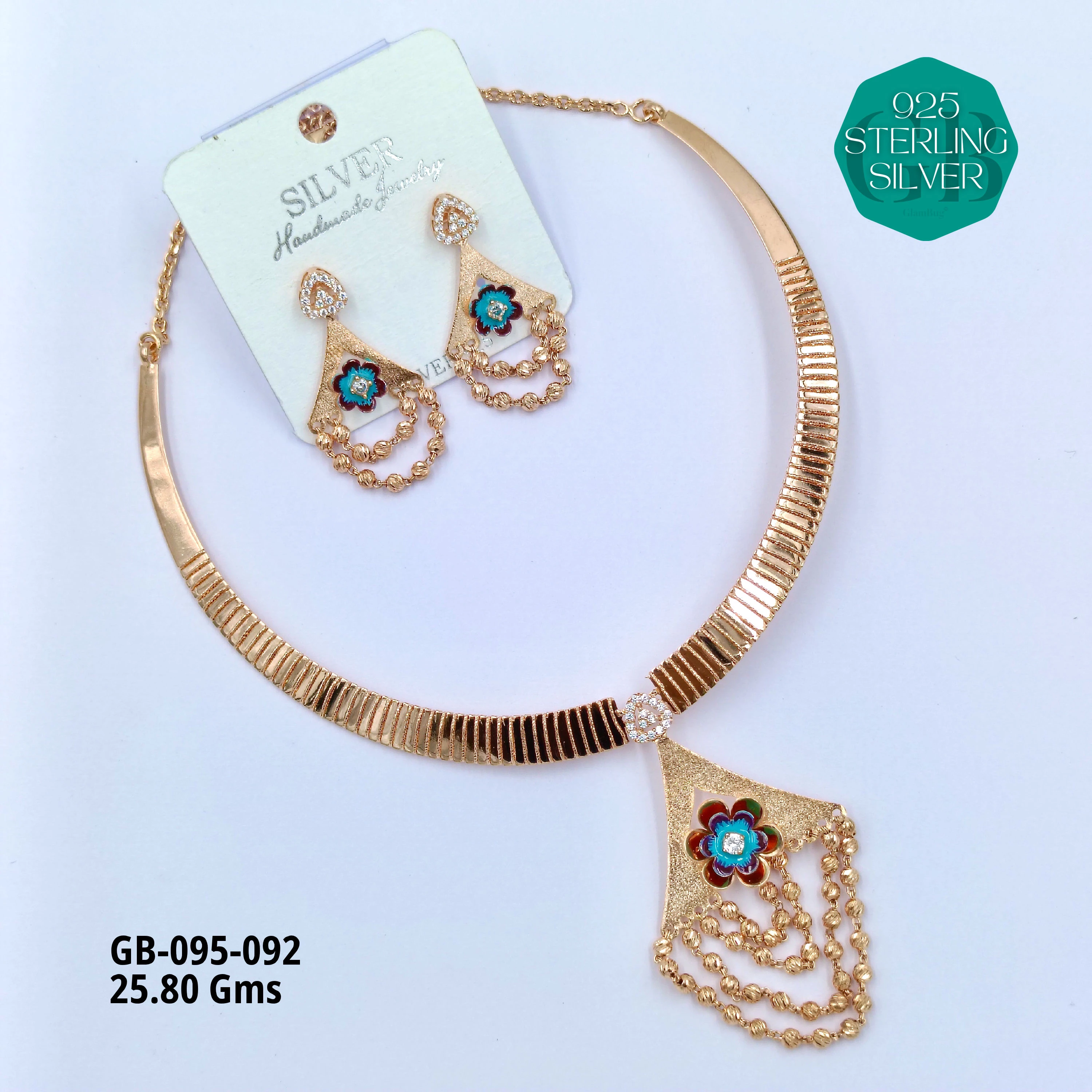 NECKLACES CNC - Premium 925 Silver Jewellery - SKU: GB-095-092 - Hyderabad Silver Importers