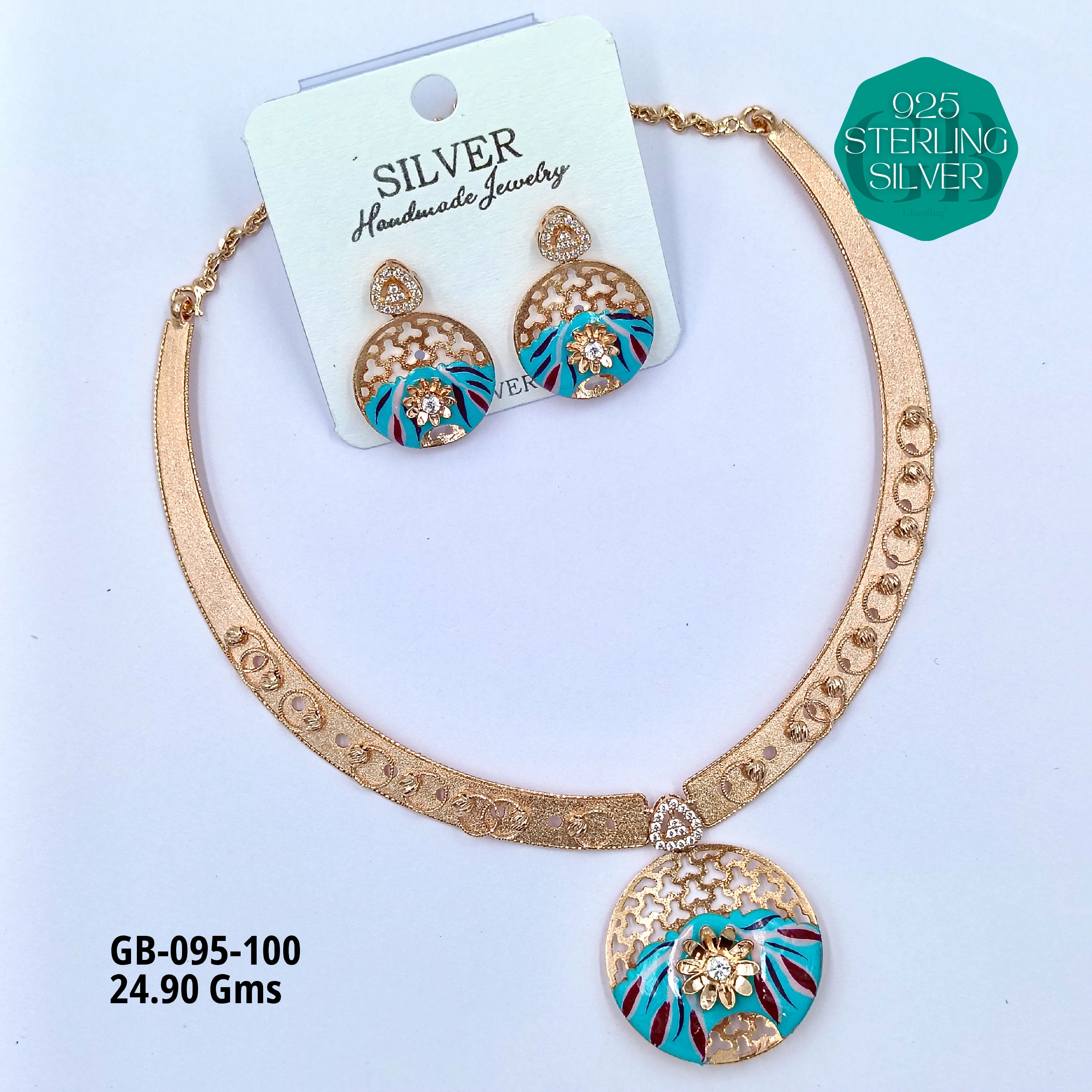 NECKLACES CNC - Premium 925 Silver Jewellery - SKU: GB-095-100 - Hyderabad Silver Importers