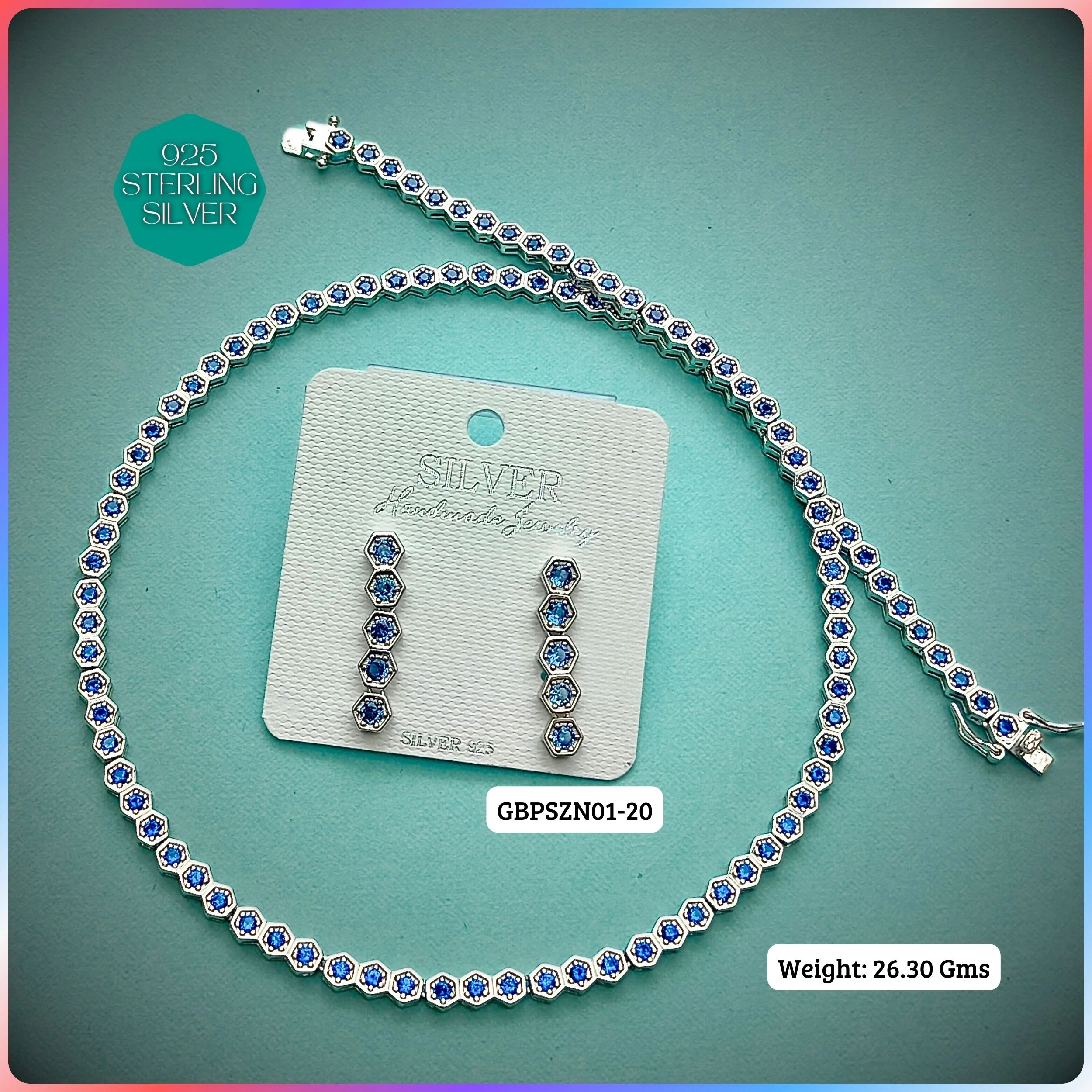 PREMIUM NECKLACE SETS - Premium 925 Silver Jewellery - SKU: GB-096-004 - Hyderabad Silver Importers