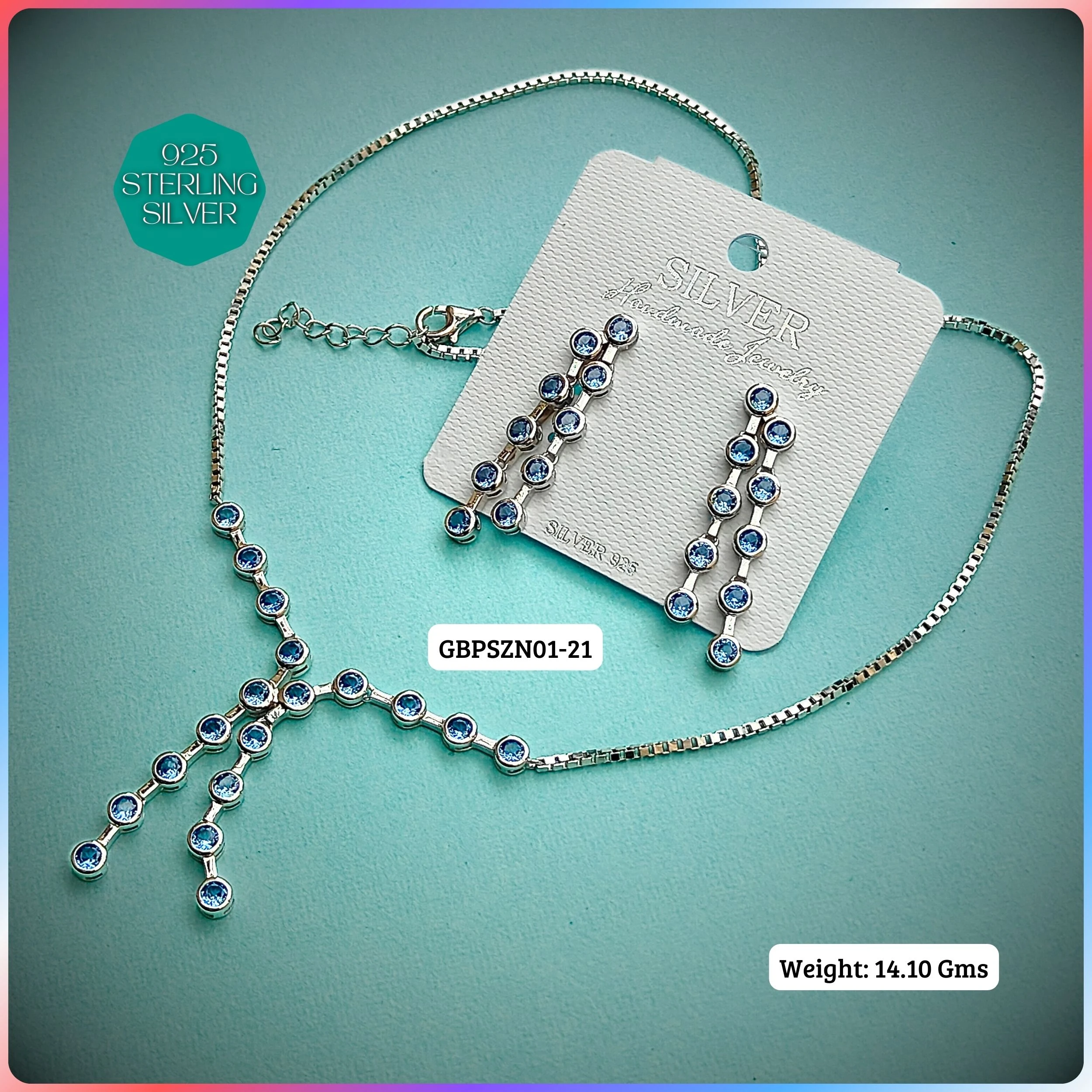 PREMIUM NECKLACE SETS - Premium 925 Silver Jewellery - SKU: GB-096-005 - Hyderabad Silver Importers