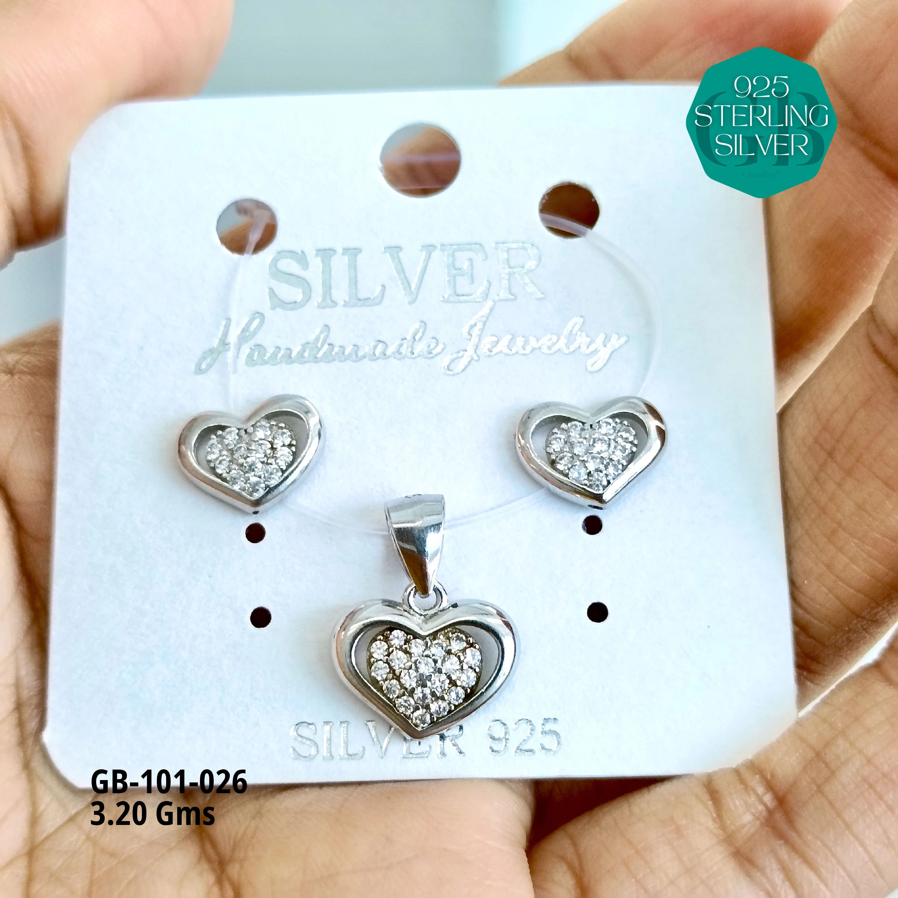 CZ MICRO PENDANT SETS - Premium 925 Silver Jewellery - SKU: GB-101-026 - Hyderabad Silver Importers