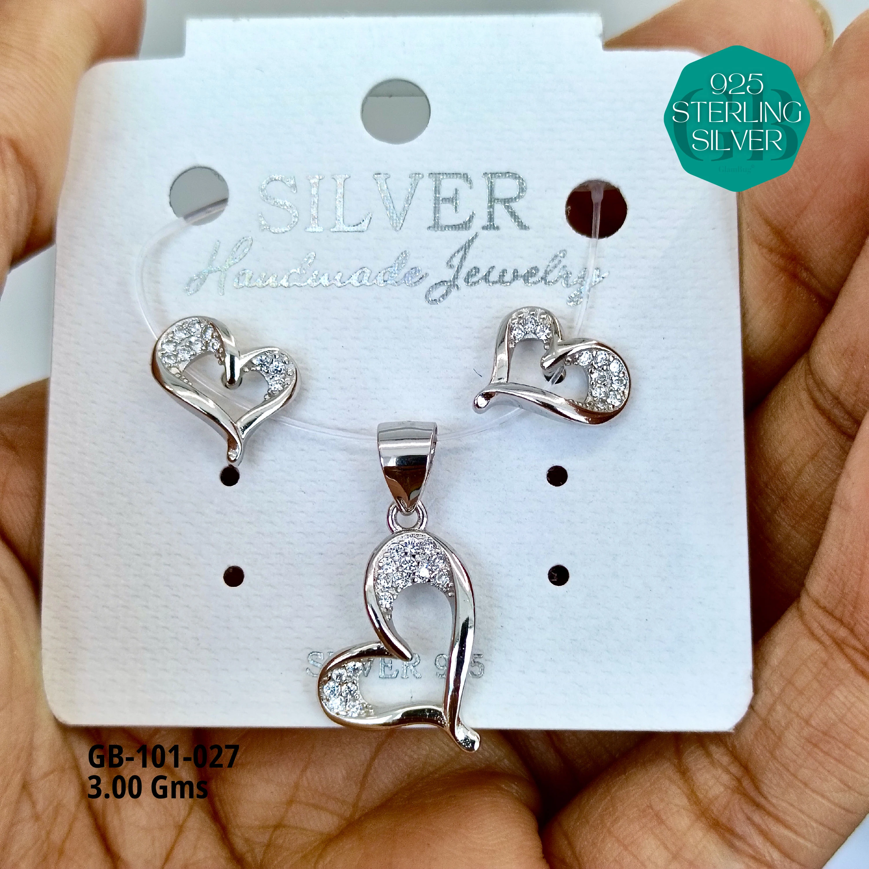 CZ MICRO PENDANT SETS - Premium 925 Silver Jewellery - SKU: GB-101-027 - Hyderabad Silver Importers