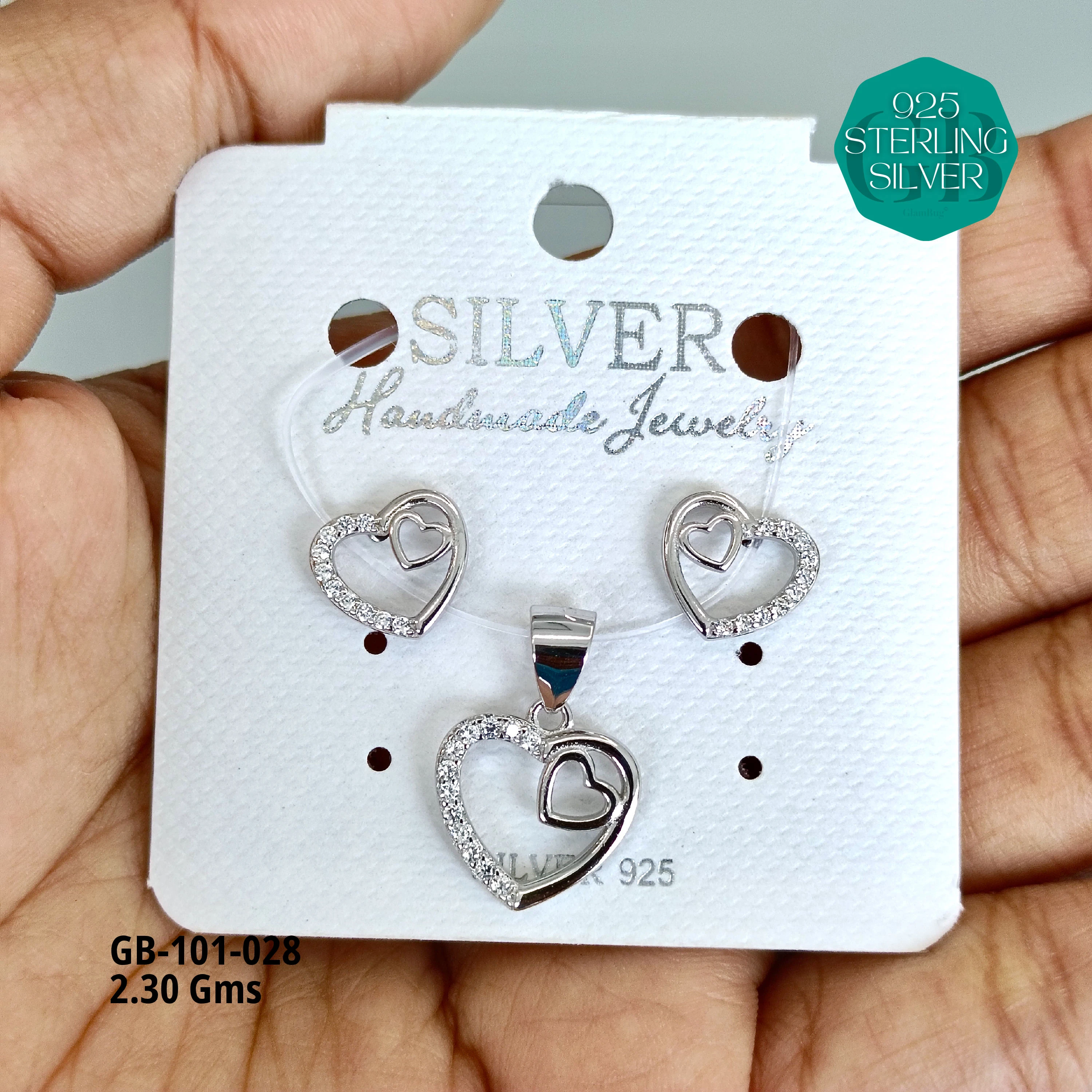 CZ MICRO PENDANT SETS - Premium 925 Silver Jewellery - SKU: GB-101-028 - Hyderabad Silver Importers