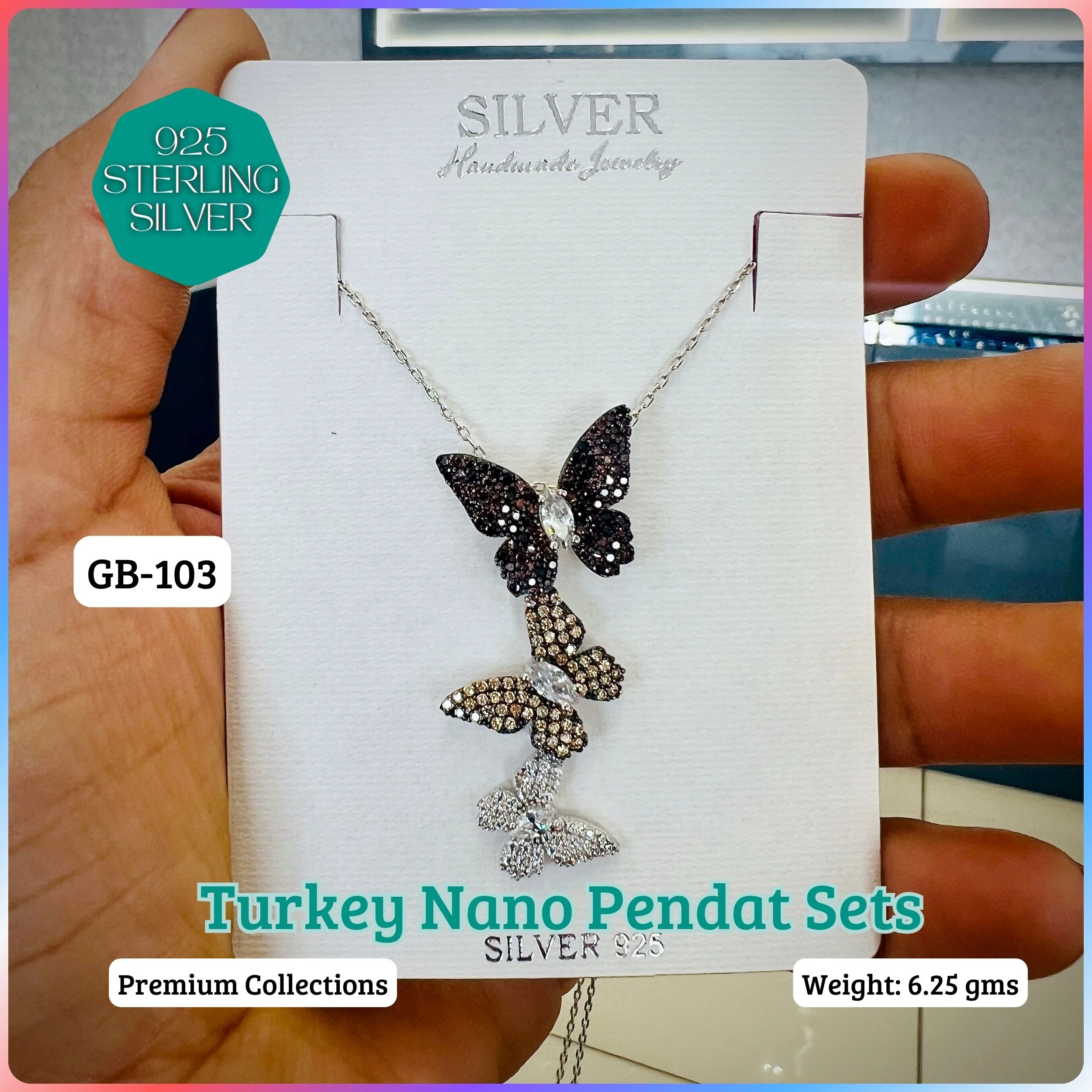 TURKEY NANO MICRO PENDANT SETS - Premium 925 Silver Jewellery - SKU: GB-103-003 - Hyderabad Silver Importers