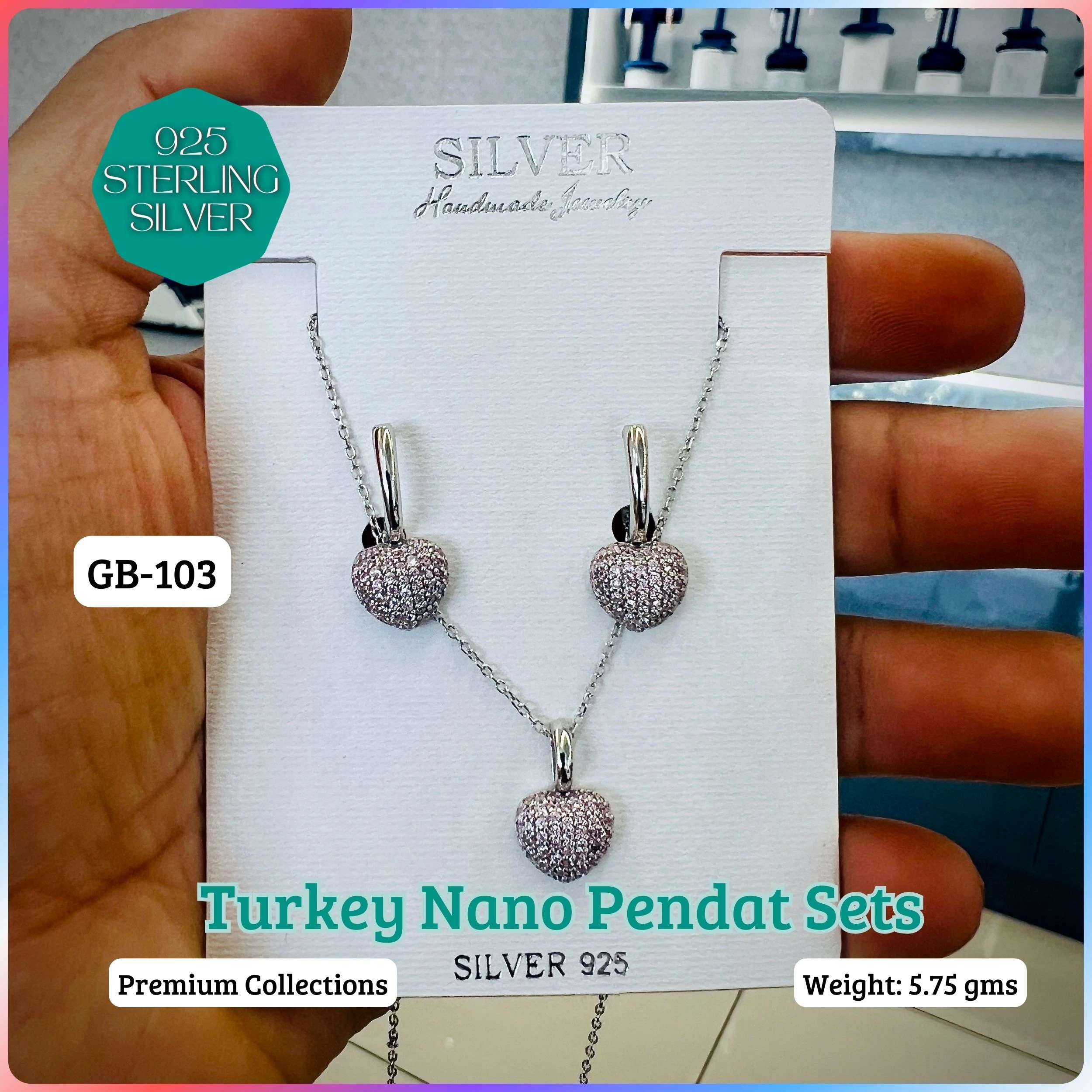TURKEY NANO MICRO PENDANT SETS - Premium 925 Silver Jewellery - SKU: GB-103-010 - Hyderabad Silver Importers