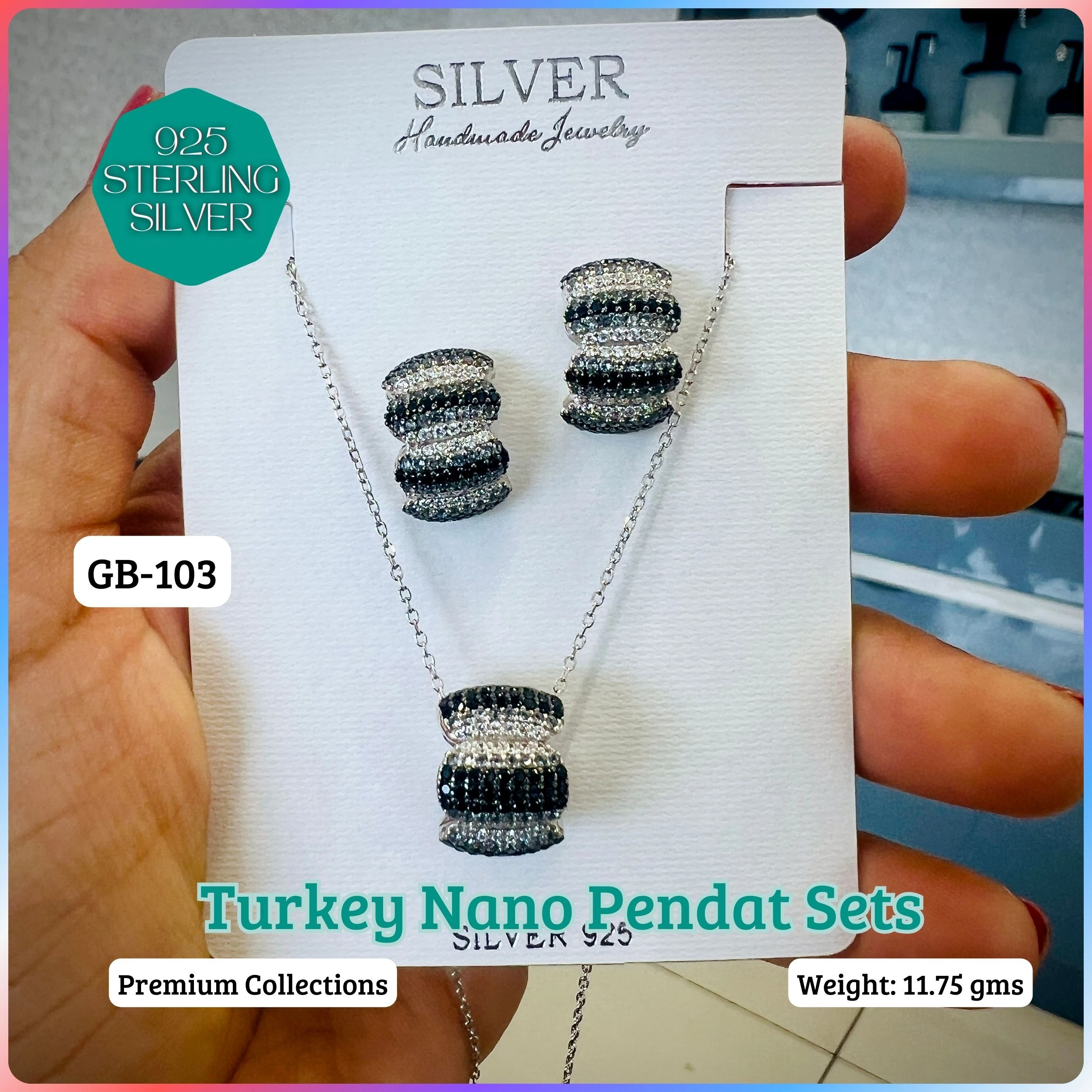 TURKEY NANO MICRO PENDANT SETS - Premium 925 Silver Jewellery - SKU: GB-103-015 - Hyderabad Silver Importers