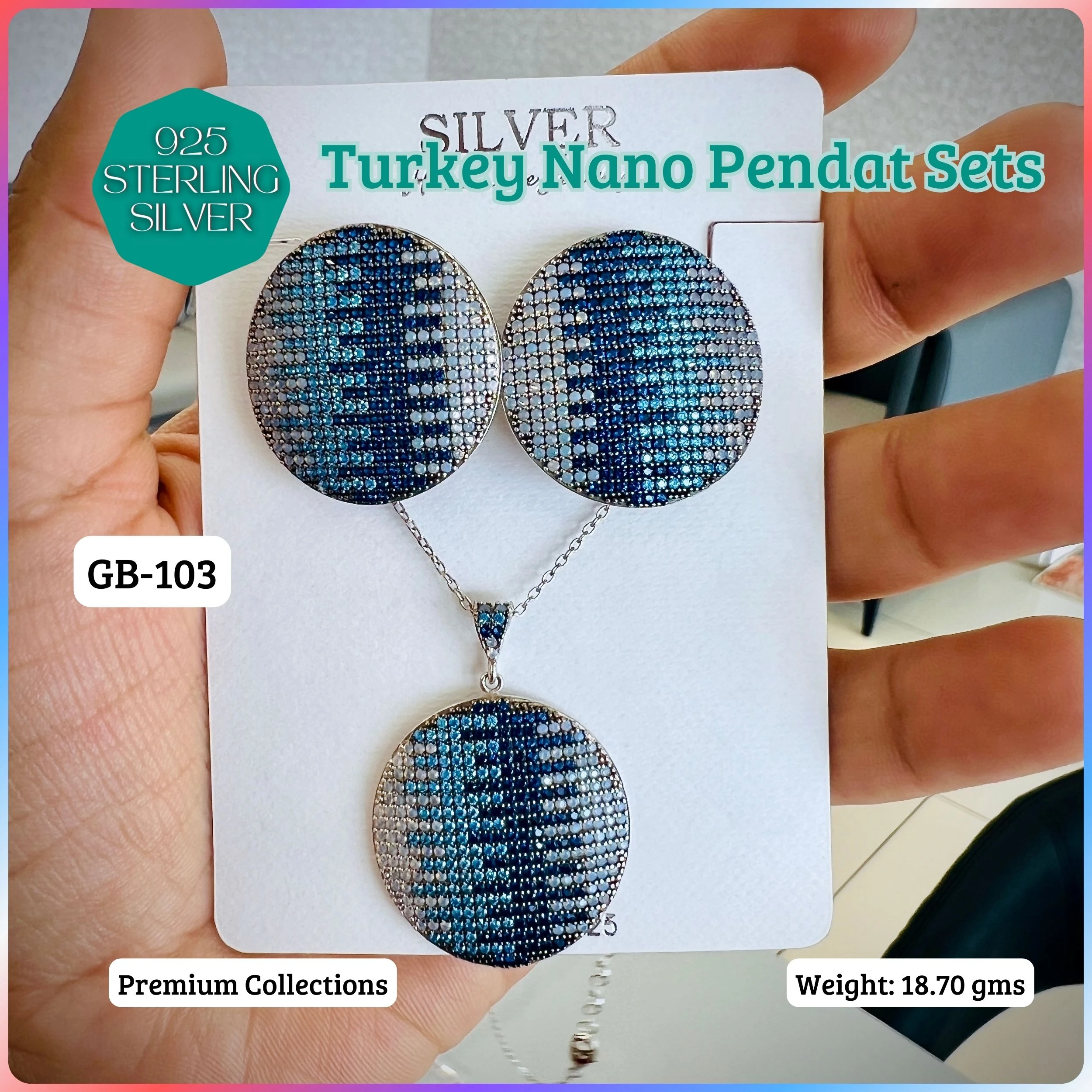 TURKEY NANO MICRO PENDANT SETS - Premium 925 Silver Jewellery - SKU: GB-103-023 - Hyderabad Silver Importers