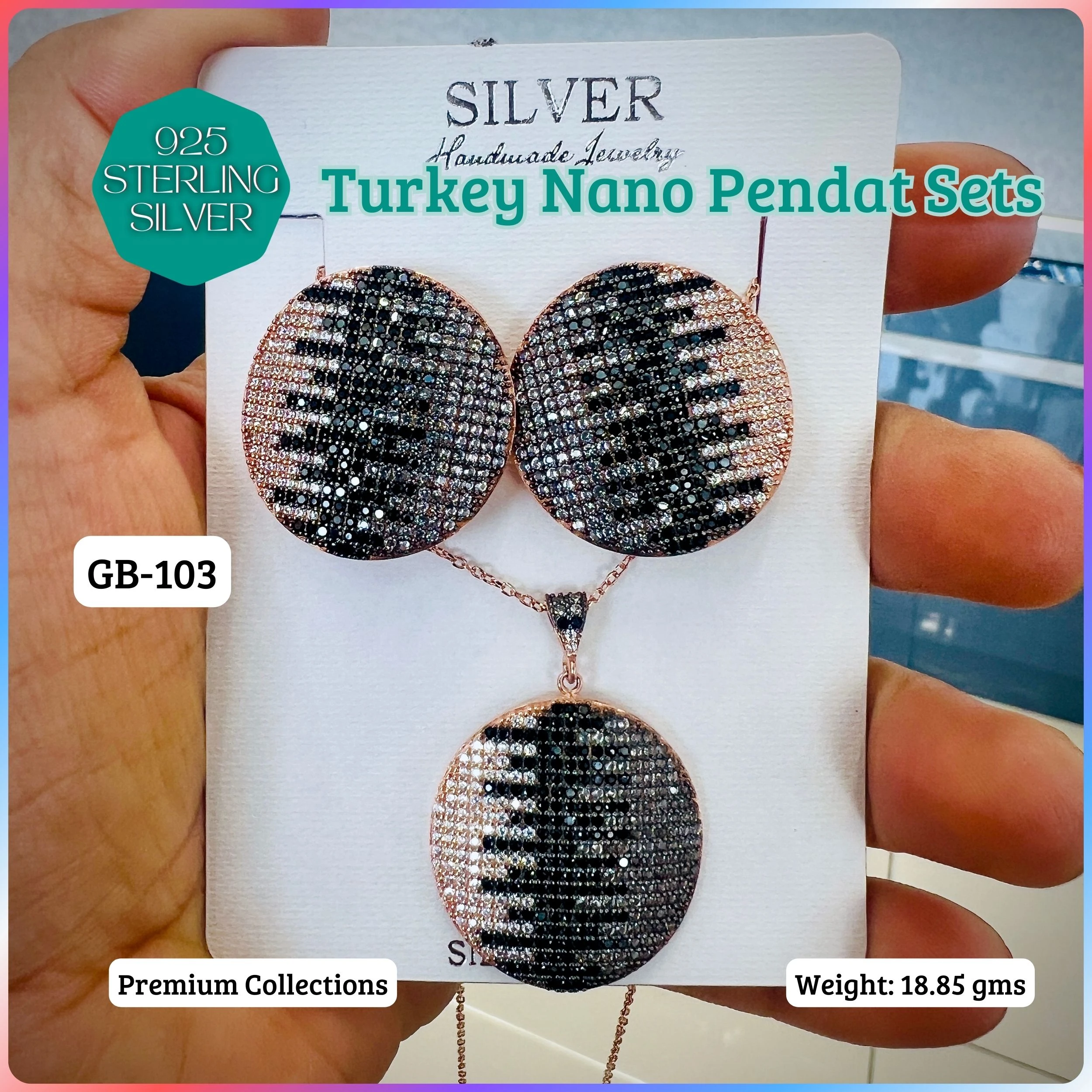 TURKEY NANO MICRO PENDANT SETS - Premium 925 Silver Jewellery - SKU: GB-103-024 - Hyderabad Silver Importers