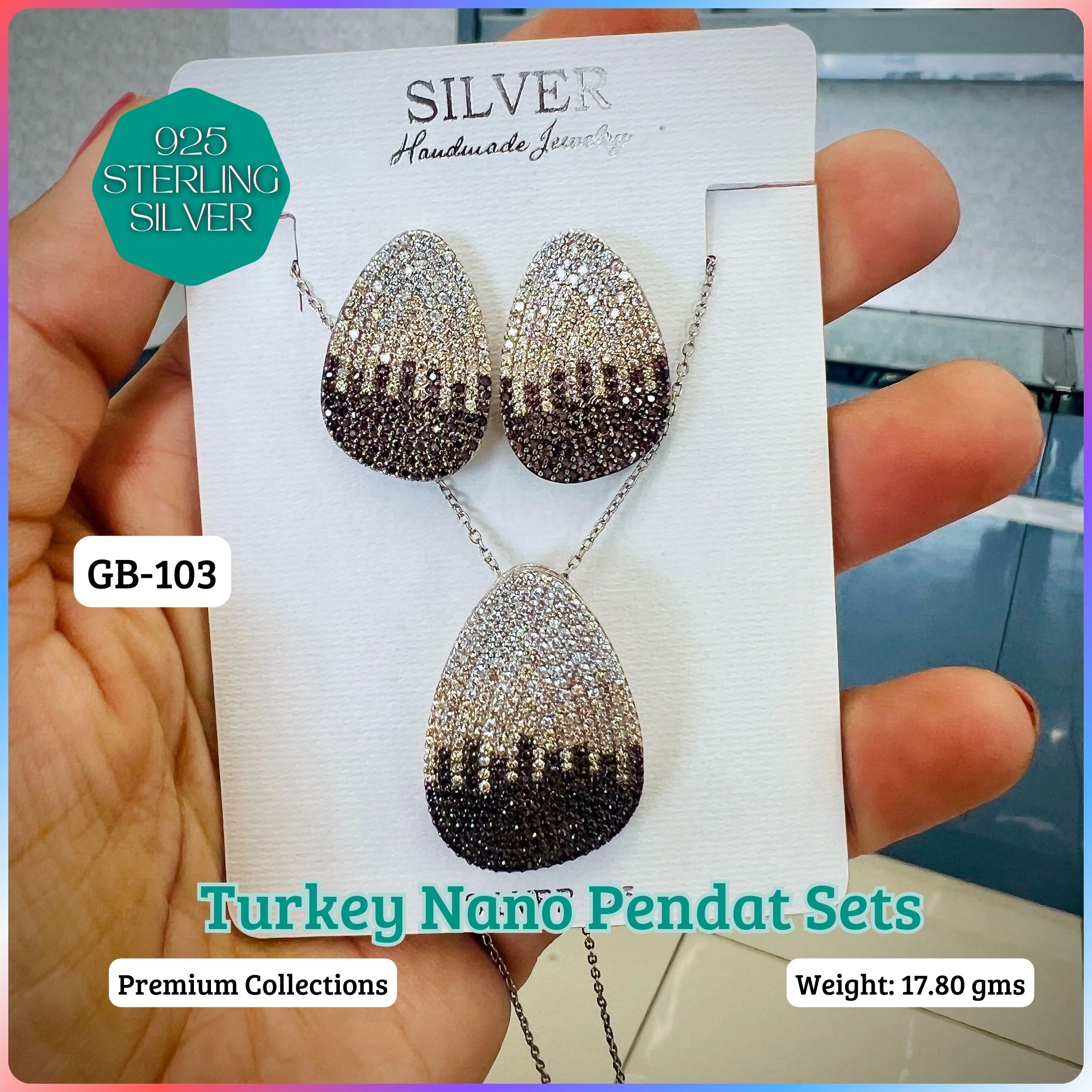 TURKEY NANO MICRO PENDANT SETS - Premium 925 Silver Jewellery - SKU: GB-103-033 - Hyderabad Silver Importers