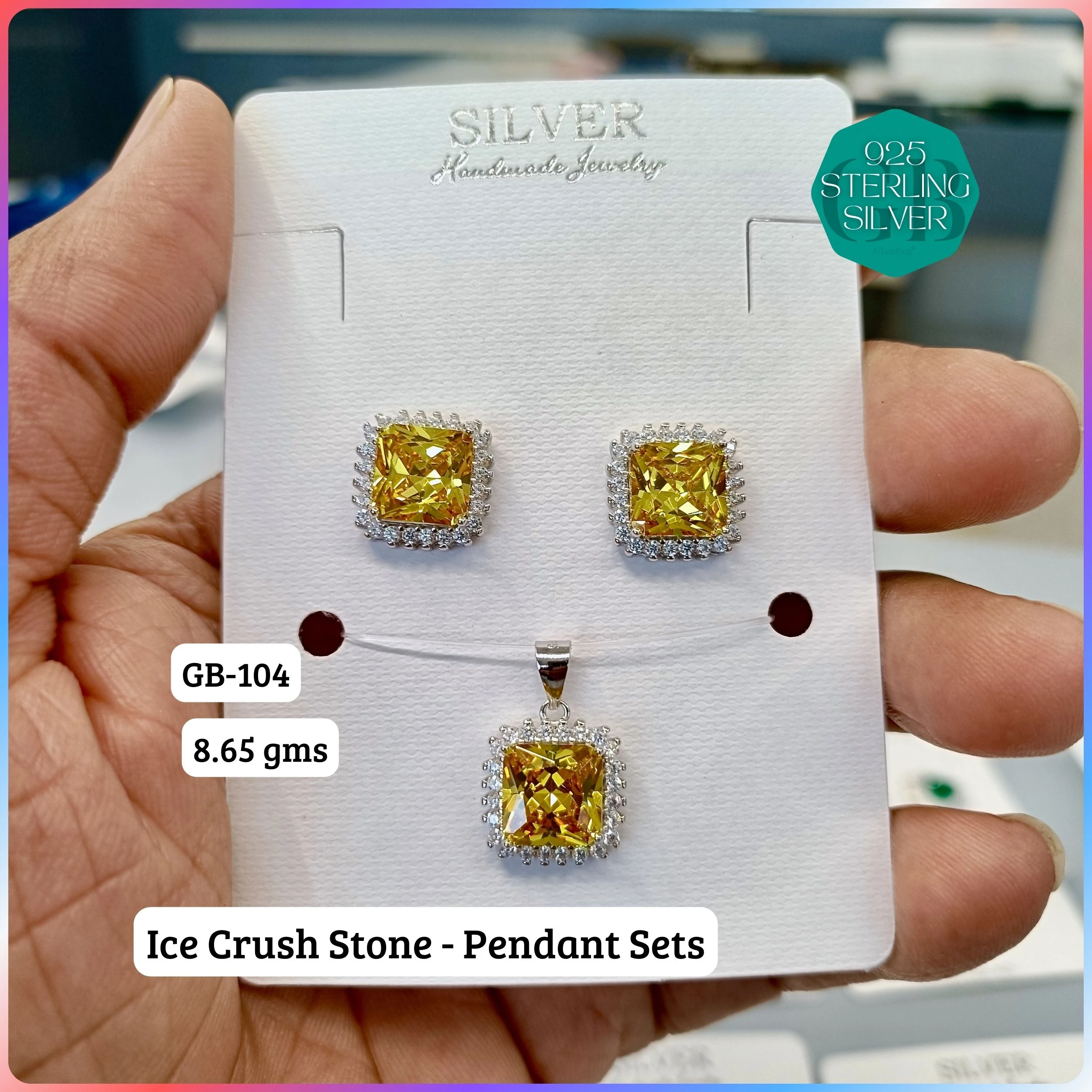 ICE CRUSH PENDANT SETS - Premium 925 Silver Jewellery - SKU: GB-104-002 - Hyderabad Silver Importers