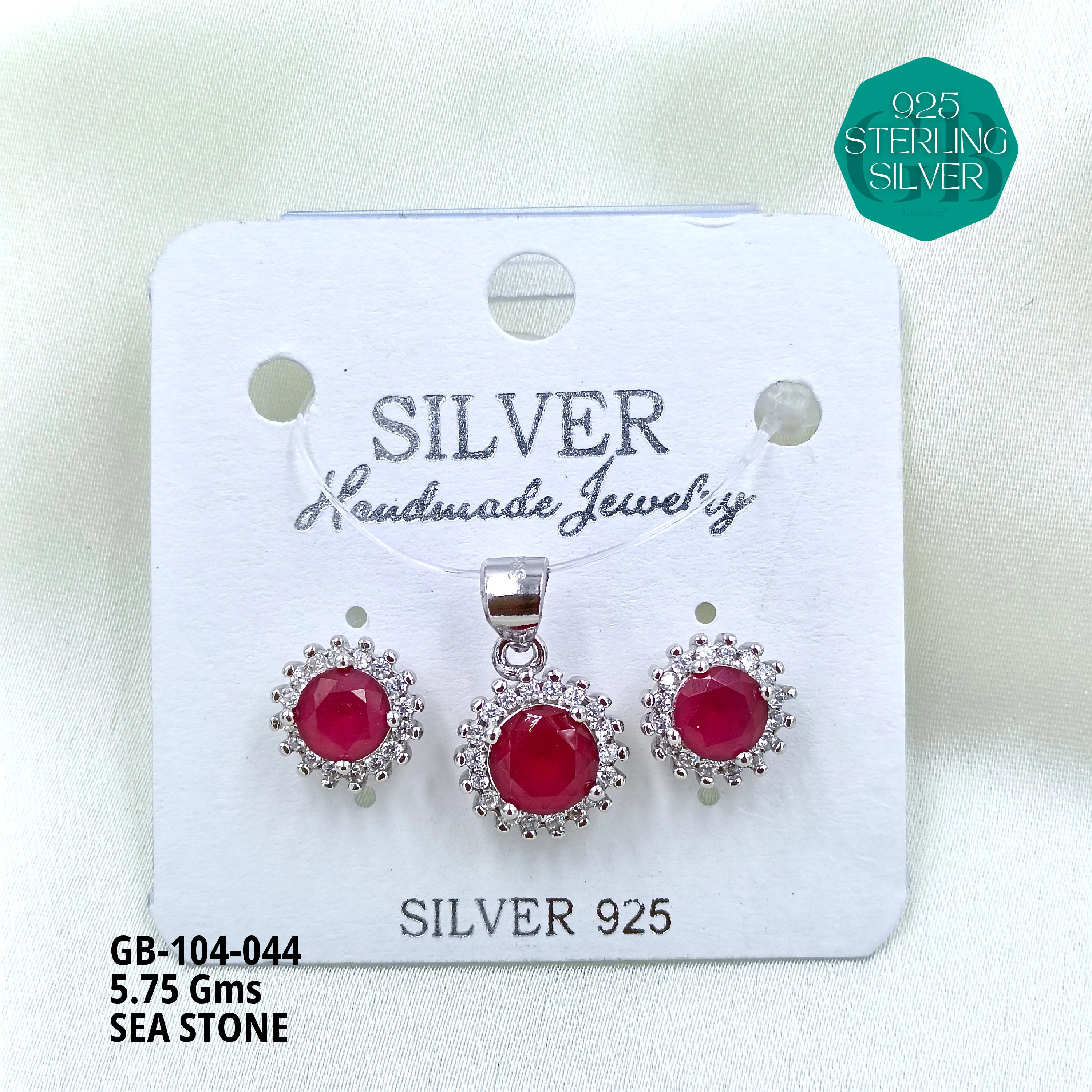 ICE CRUSH PENDANT SETS - Premium 925 Silver Jewellery - SKU: GB-104-044 - Hyderabad Silver Importers