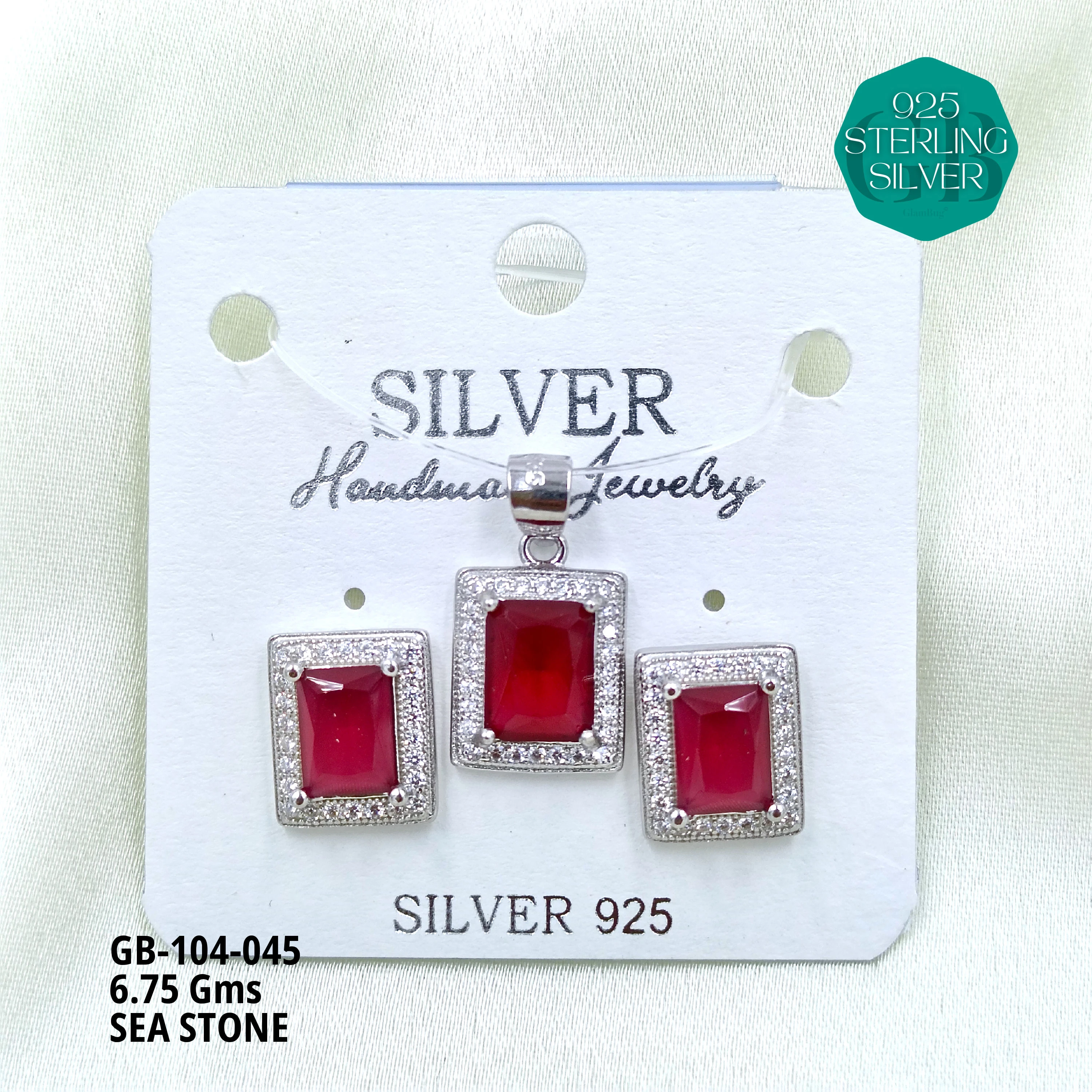 ICE CRUSH PENDANT SETS - Premium 925 Silver Jewellery - SKU: GB-104-045 - Hyderabad Silver Importers