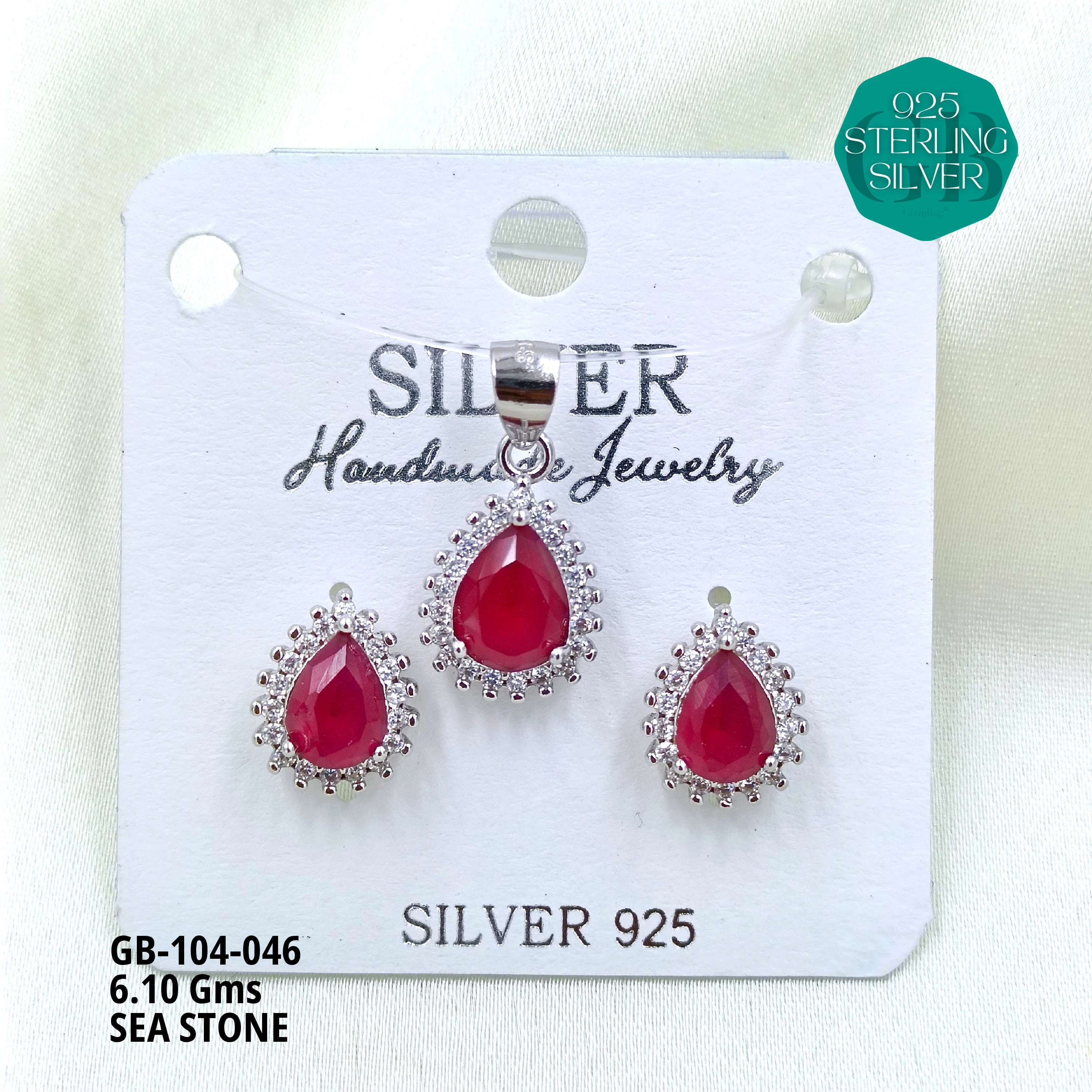 ICE CRUSH PENDANT SETS - Premium 925 Silver Jewellery - SKU: GB-104-046 - Hyderabad Silver Importers